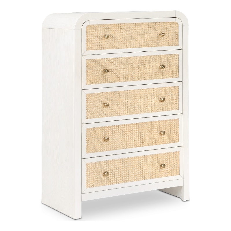 Meridian Furniture Siena White Ash Wood and Natural Cane Chest