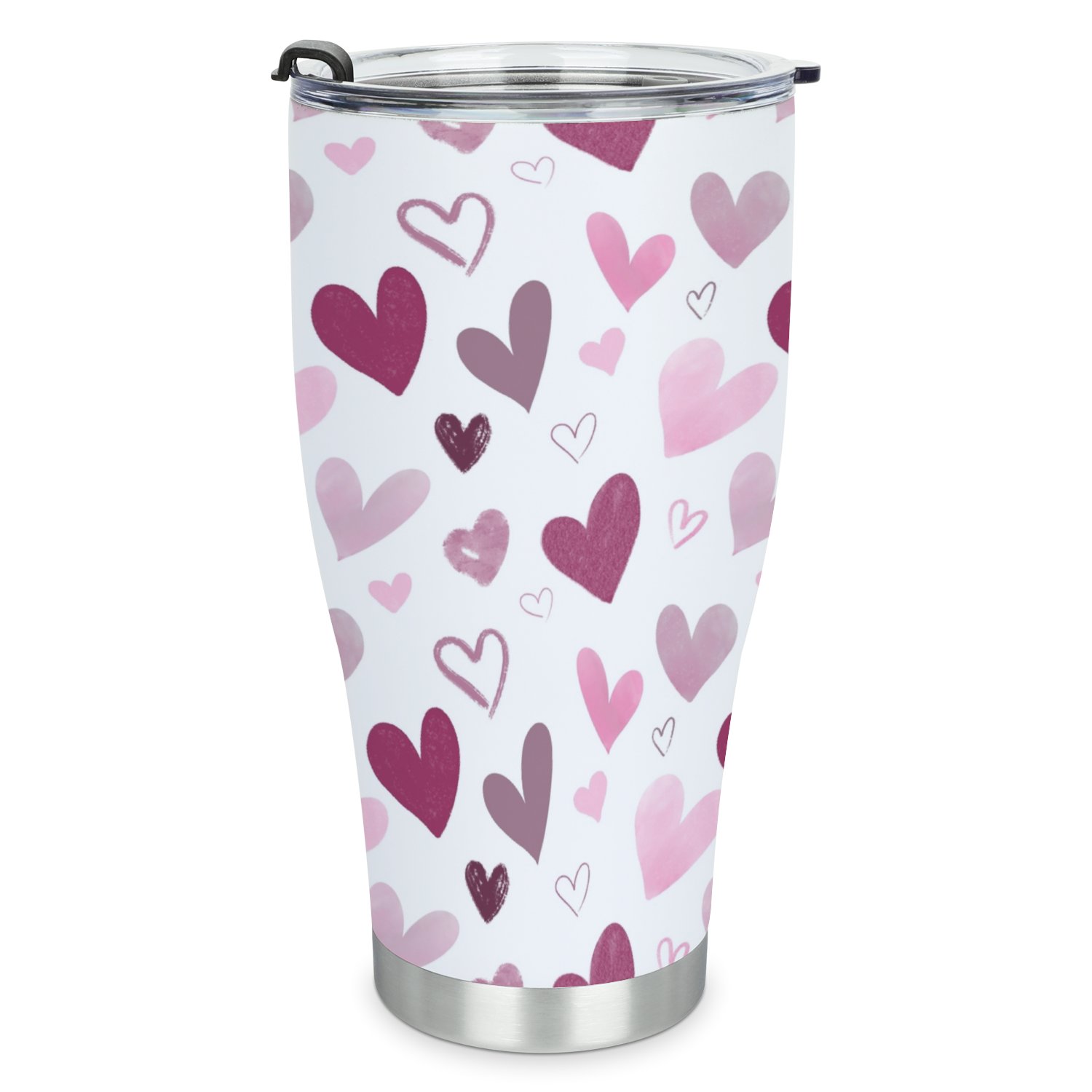 Hidove Stainless Steel Tumbler, Love Pattern with Hearts 32oz Leak Proof & Stainless Steel Bottle for Hot & Cold Drinks - Coffee Travel Mug, Water Metal Canteen, Thermal Cup