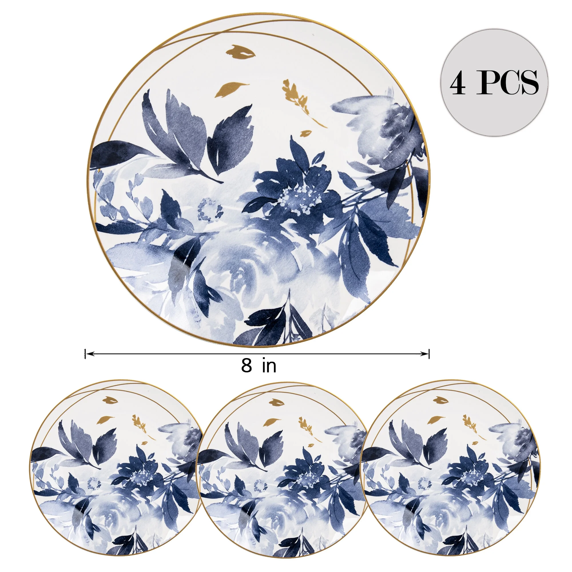 Mizuki Bone China Dessert Plate Set of 4, Bone China Dessert Plate Set