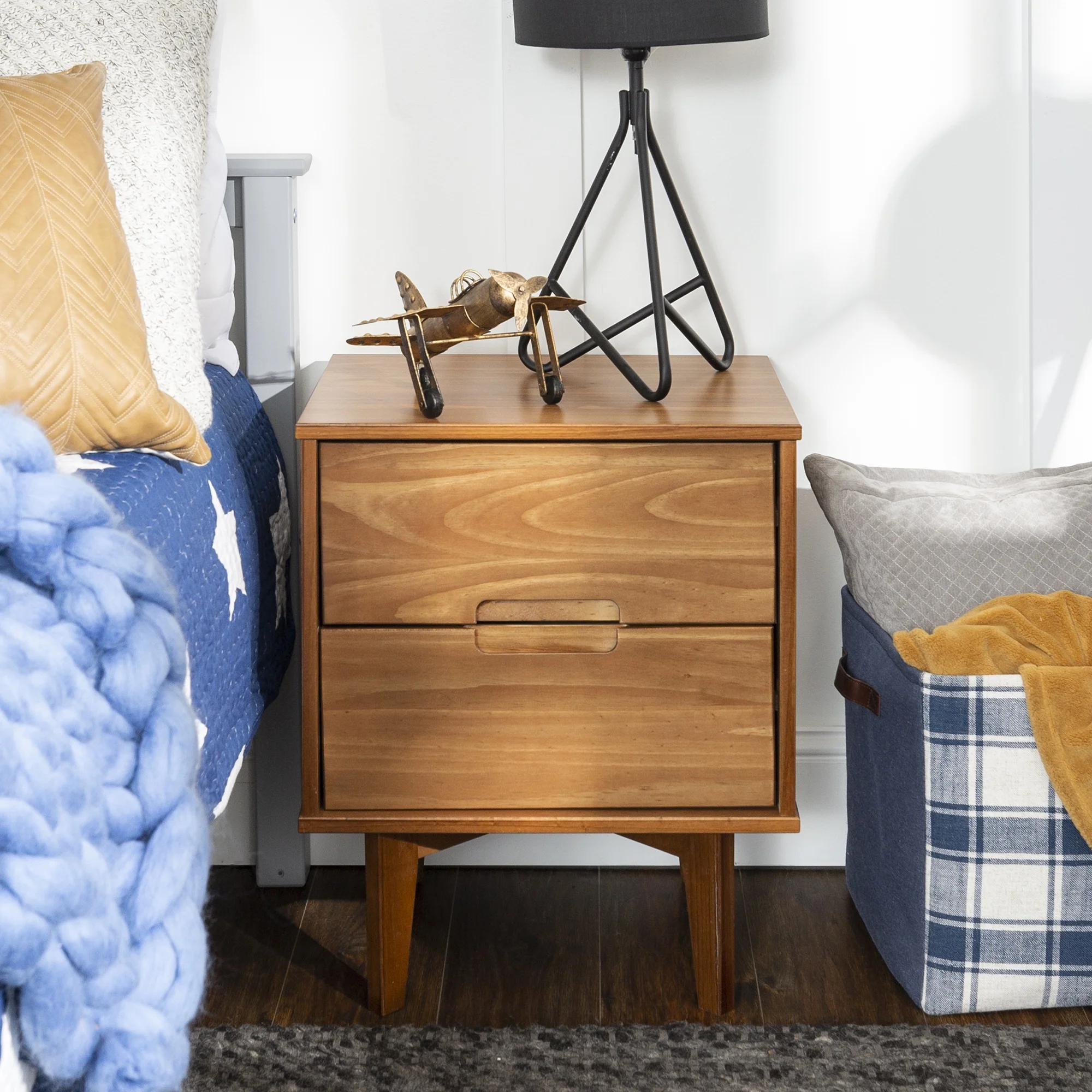 Walker Edison Sonoma 2-Drawer Nightstand, Caramel