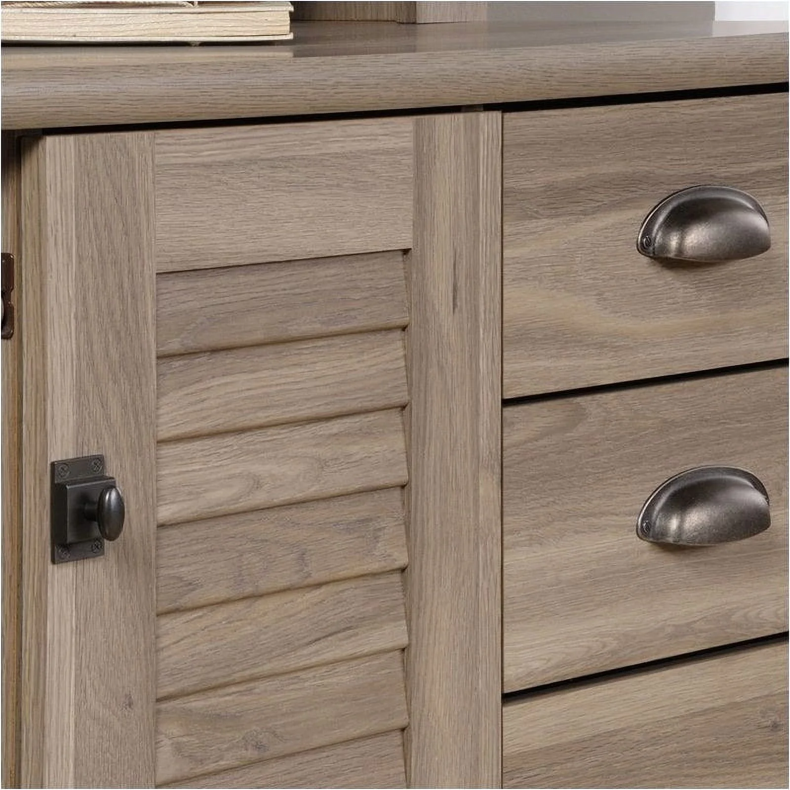 Pemberly Row Modern Wood Computer Desk with Hutch in Salt Oak