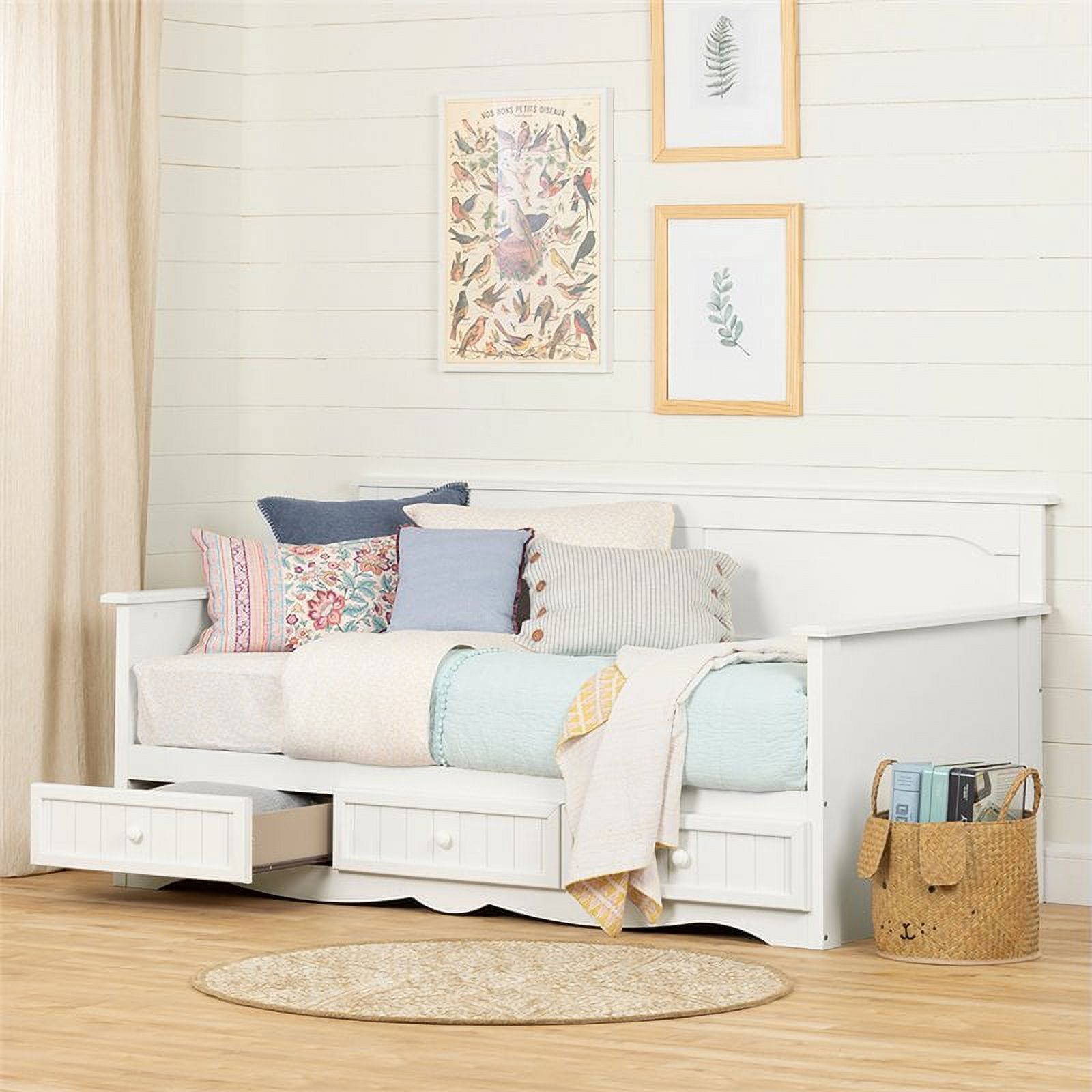 Pemberly Row 3-Drawer Wood/Metal Twin Storage Daybed in White