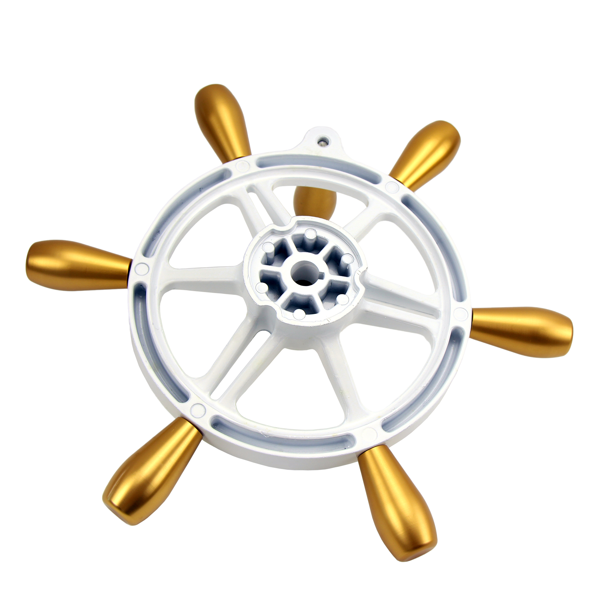 15 inch White Marine Steering Wheel，6-Spoke Steering Wheel With handle Boat Accessories