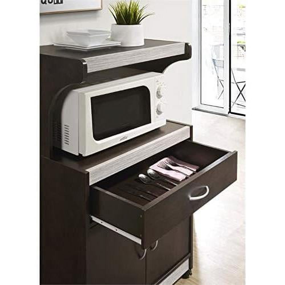 Microwave Kitchen Cart In Chocolate Gray