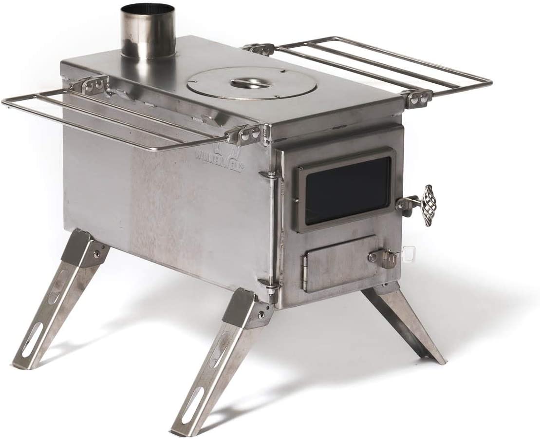 Tent Stove | Tiny Stove for Tents, , and Camping | 800 Cubic Inch Firebox | Construction | Includes Chimney Pipe