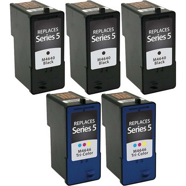 PrinterDash Replacement for Dell A922/924/942/944/946/962/964 Inkjet Combo Pack (3-Black/2-Color) (Series 5) (J5566_3PK/J5567_2PKMP)