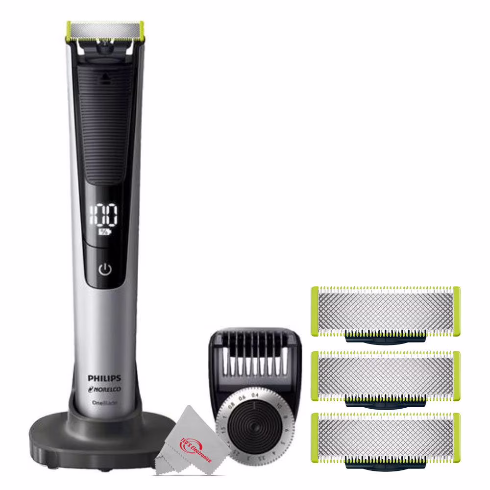 Oneblade QP6520/70 Pro Hybrid Electric Trimmer and Shaver with Three OneBlade Replacement Blade
