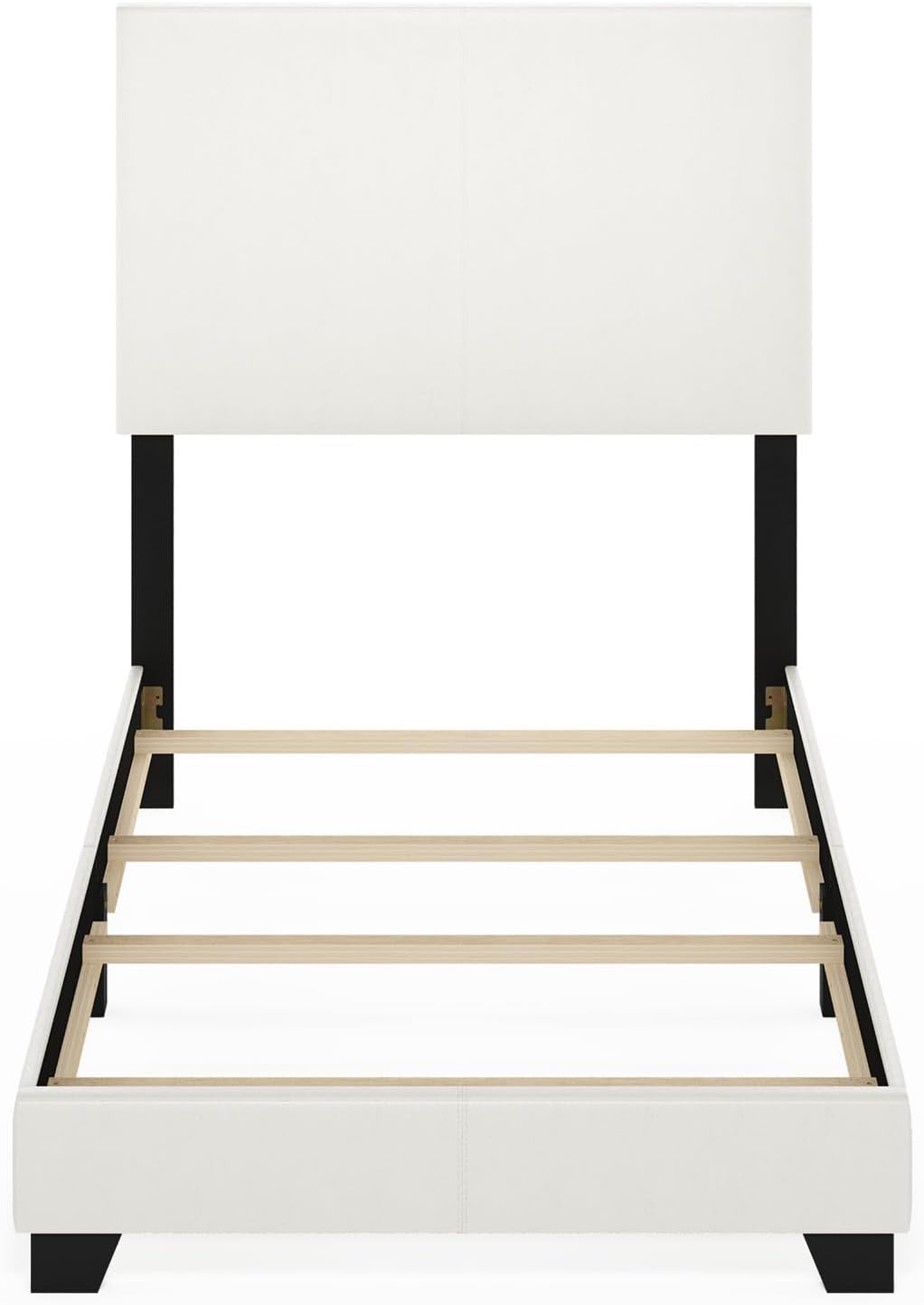 Pessac Upholstered Bed Frame, White PU Leather, XL