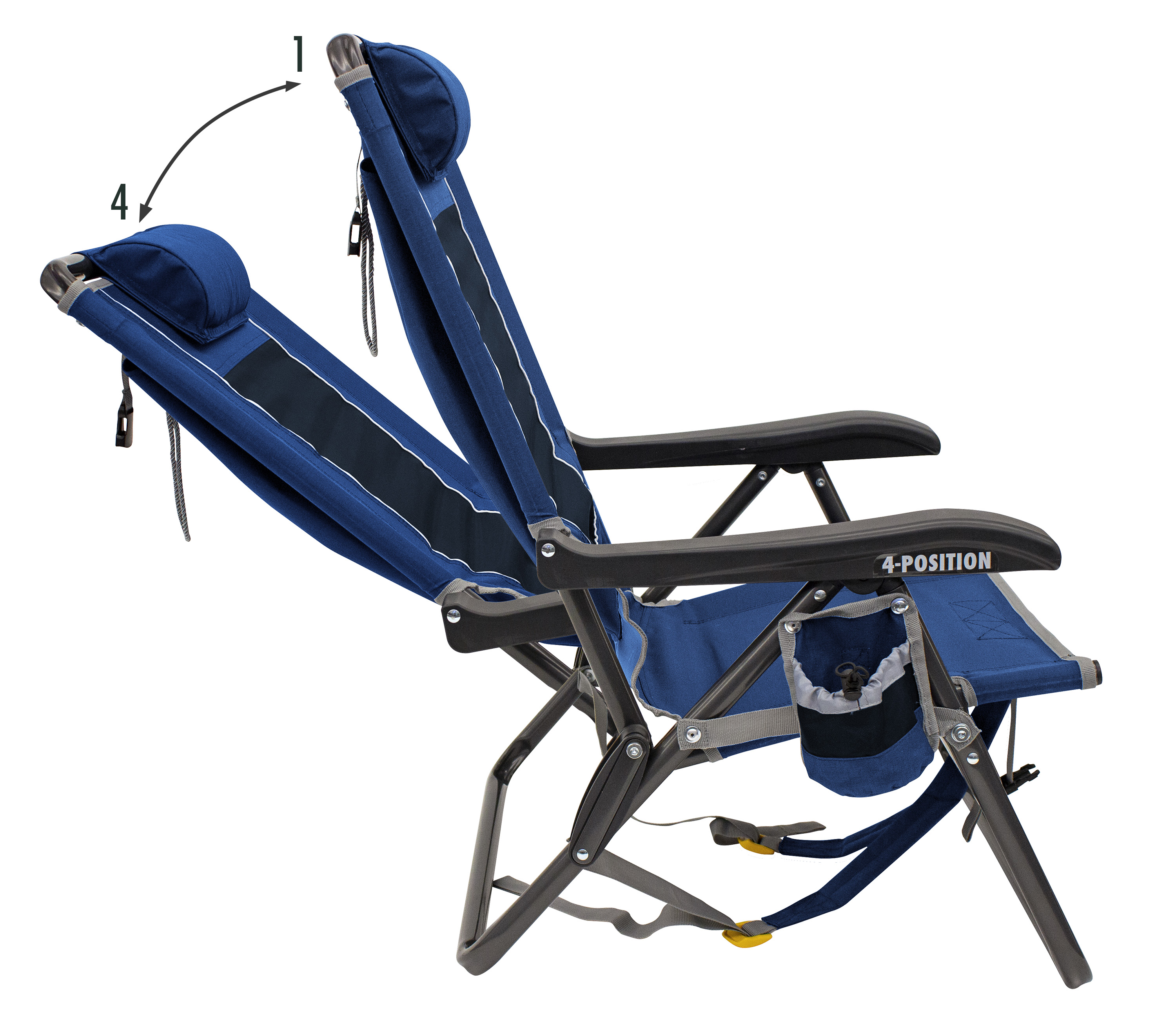 GCI Outdoor SunShade Backpack Event Reclining Canopy Camping Chair, Blue