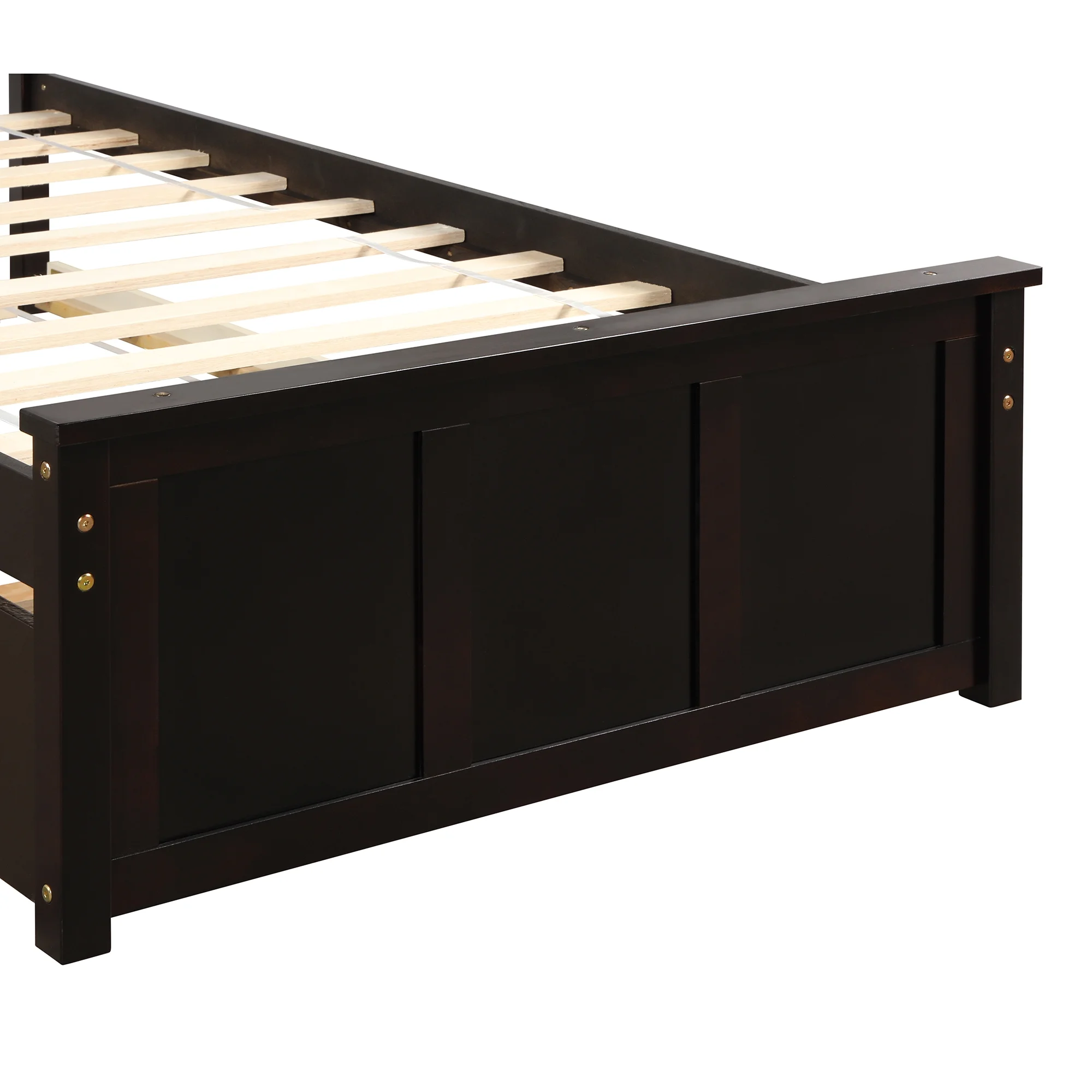 Churanty Twin Bed Frames with Headboard, Wood Twin Bed with Trundle,Espresso