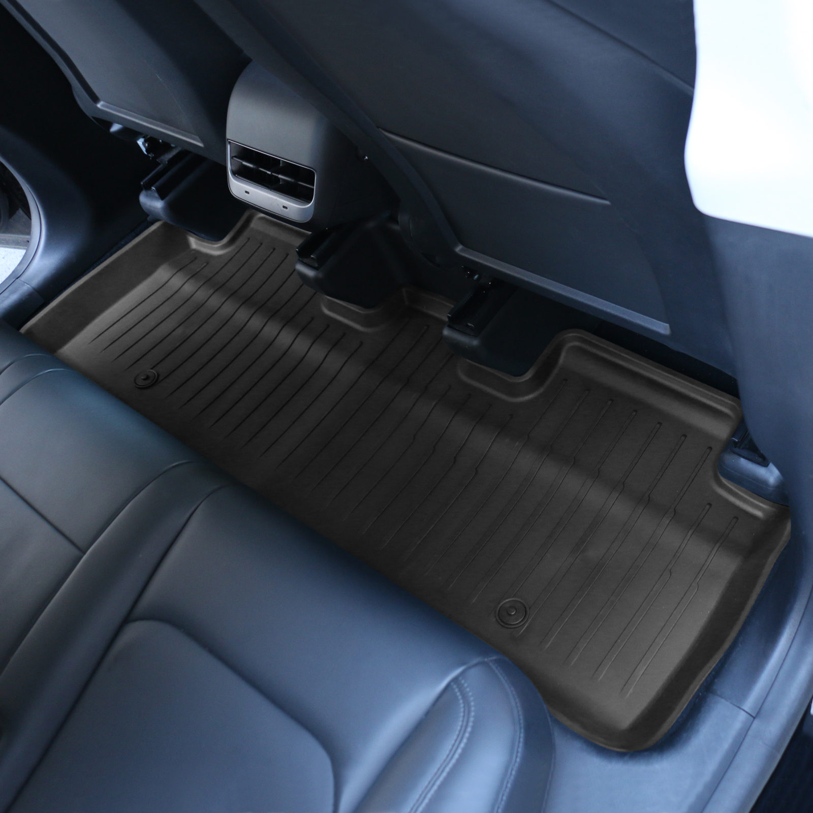 Ikon Motorsports Floor Mats Compatible With 2020-2023 Tesla Model Y, Black 3D Molded Car Carpets Liner 1st 2nd Row Front Rear Protection 3PC Set Injection TPE All Weather Protector