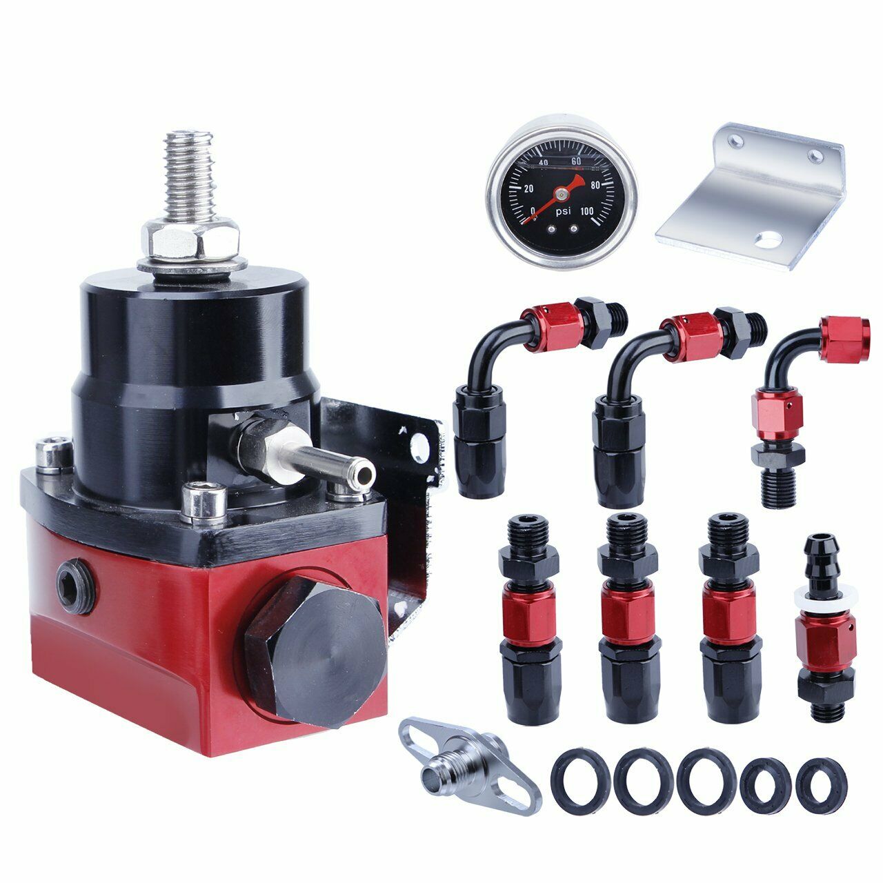 Fuel Pressure Regulator Kits FPR Gas /Oil 0-100psi Gauge 6AN AN6 Line