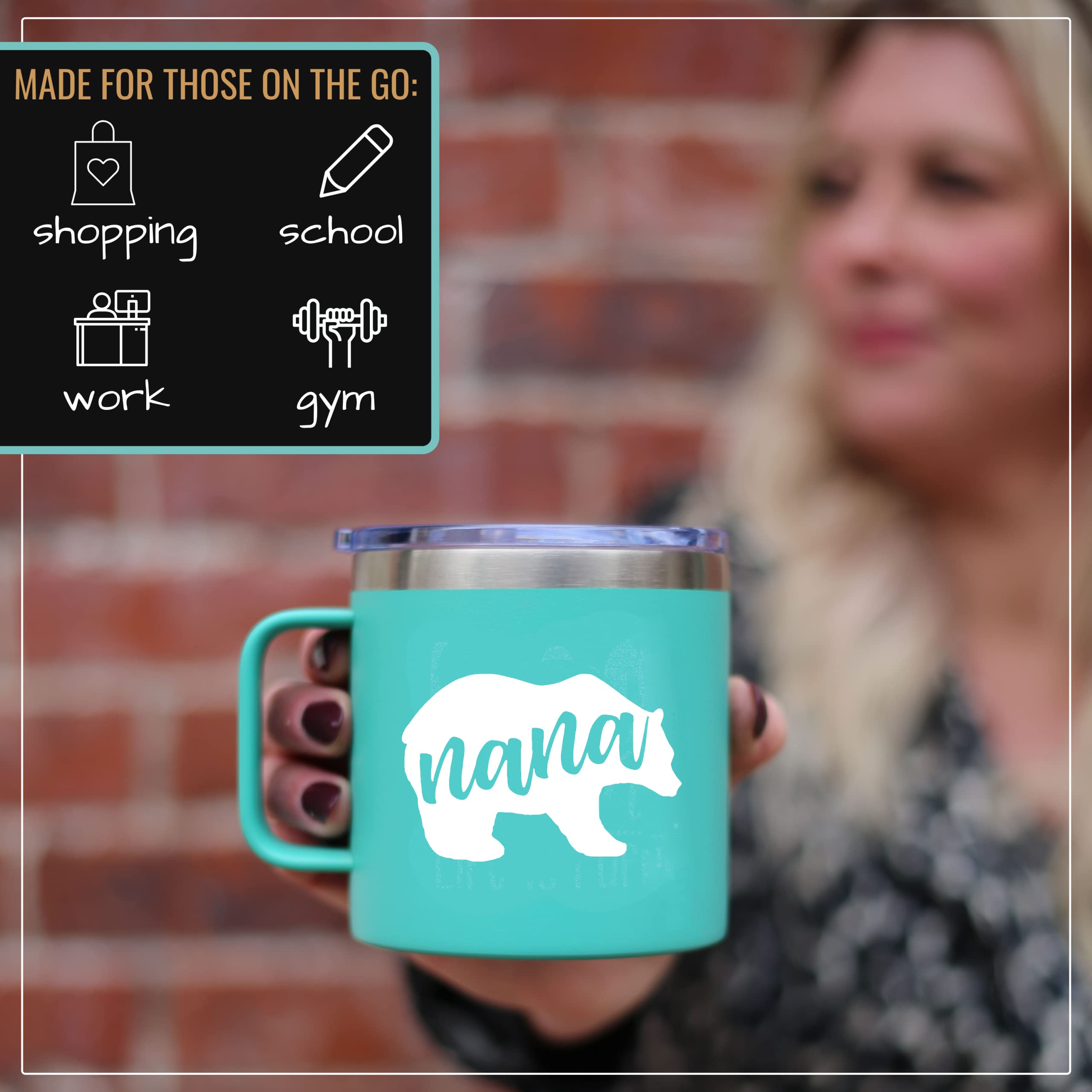 Nana Bear Teal 14 oz Camper Tumbler