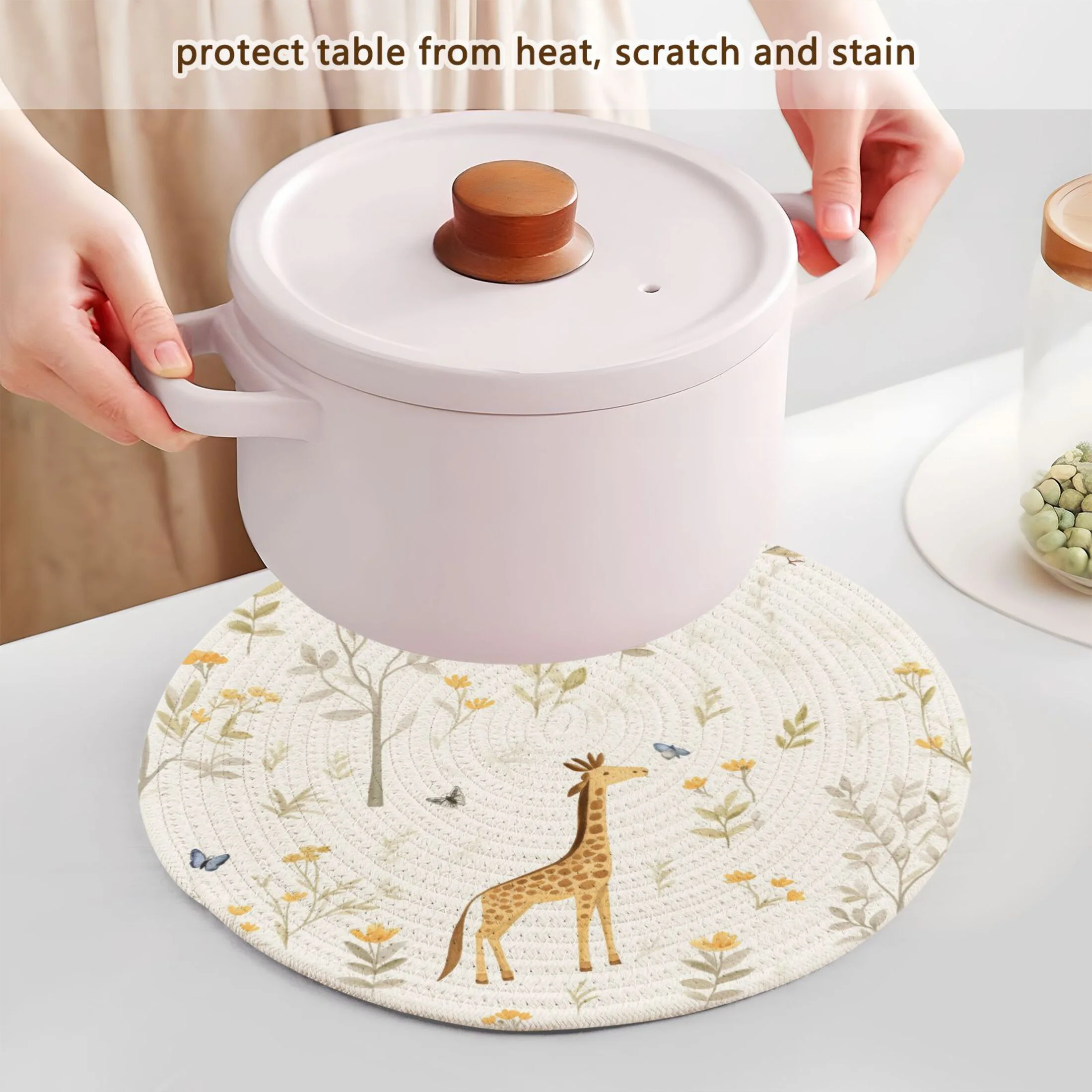 Giraffe in Trees 3 PCs Pot Holders Trivets Kitchen 15
