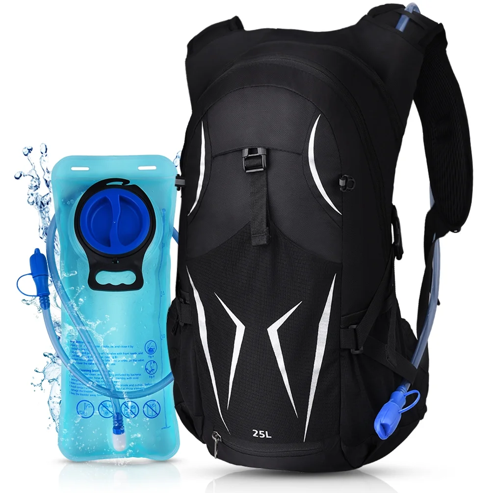 Hydration Pack & 2L Hydration Water Bladder - High Flow Bite Valve - Hydration Backpack with Storage - Lightweight Running Backpack, Also for Cycling, Hiking, Ski, Snow, Black