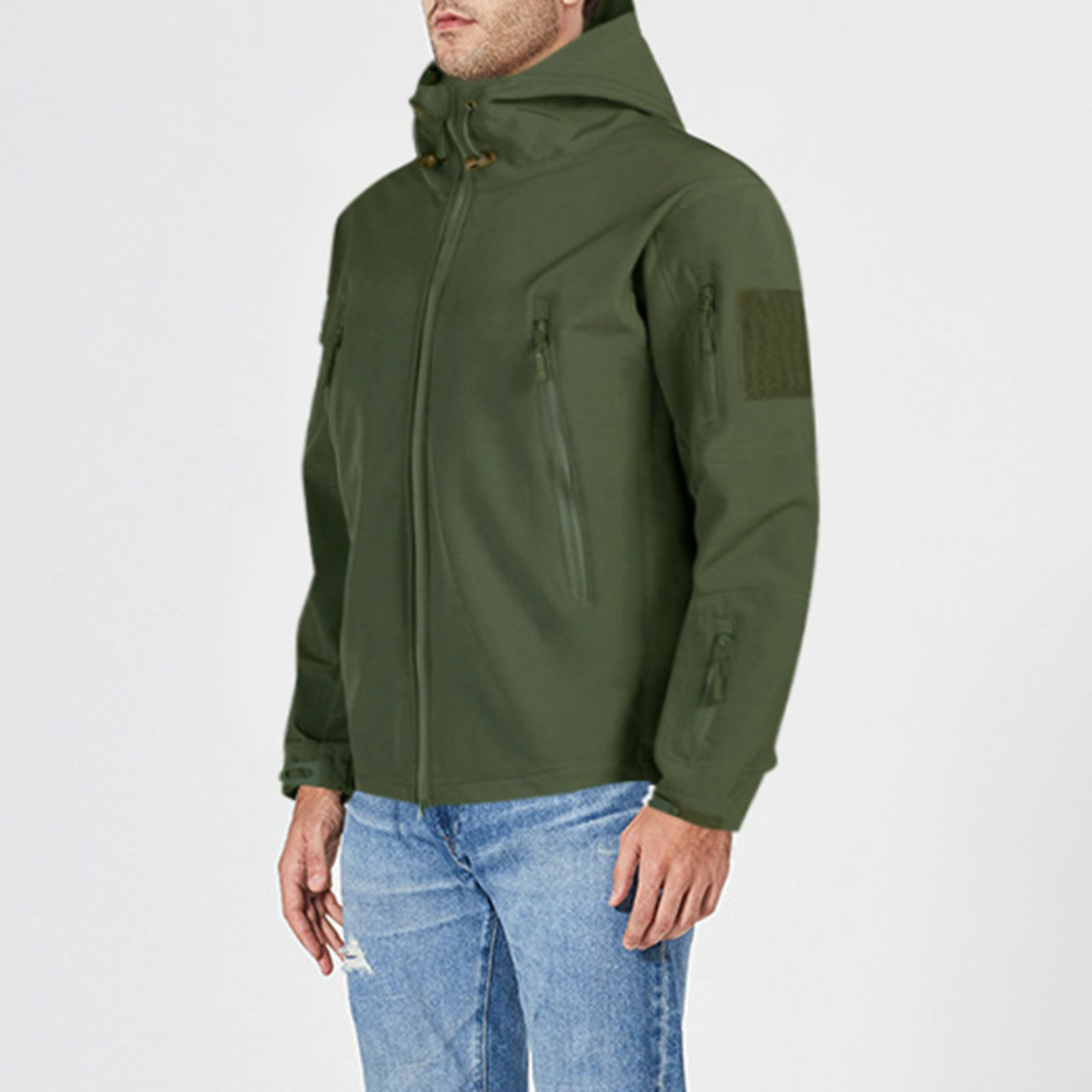 PMUYBHF Mens Rain Jacket Lightweight with Hood Autumn and Winter Men's Jacket 8 Pockets Water Jacket Softshell Lined Jacket Winter Coats Ski Jacket flannel jacket for men no hood