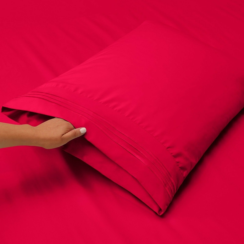 1800 Thread Count 4 Piece Deep Pocket Egyptian Comfort Bedroom Bedding Sheet Set California King Size Hot Pink Colour