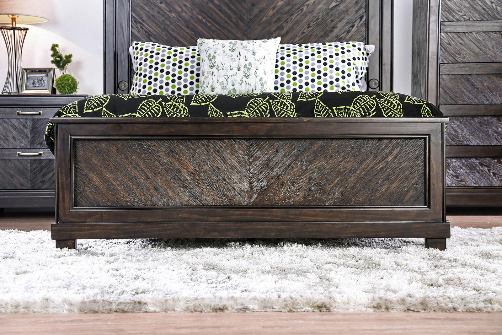 Transitional Espresso Solid Wood King Bed Furniture of America CM7315 Argyros