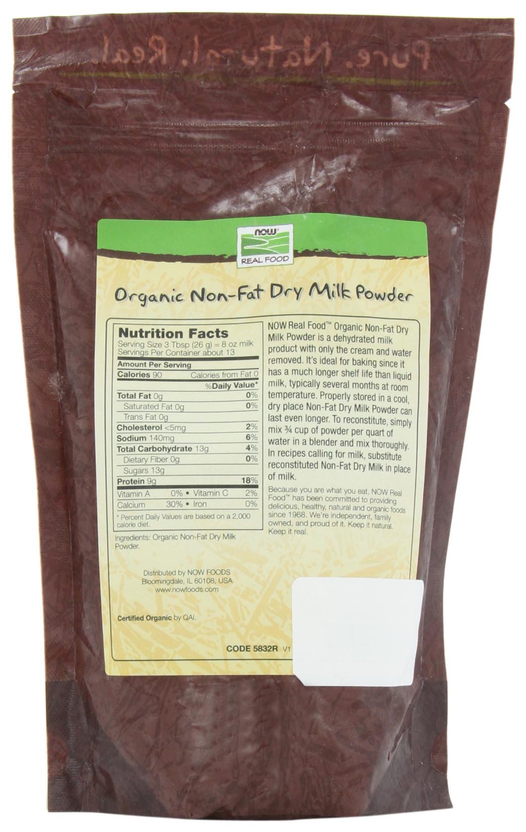 Now Foods Non Fat Dry Milk Powder Organic, 12-Ounce (Pack Of 2)