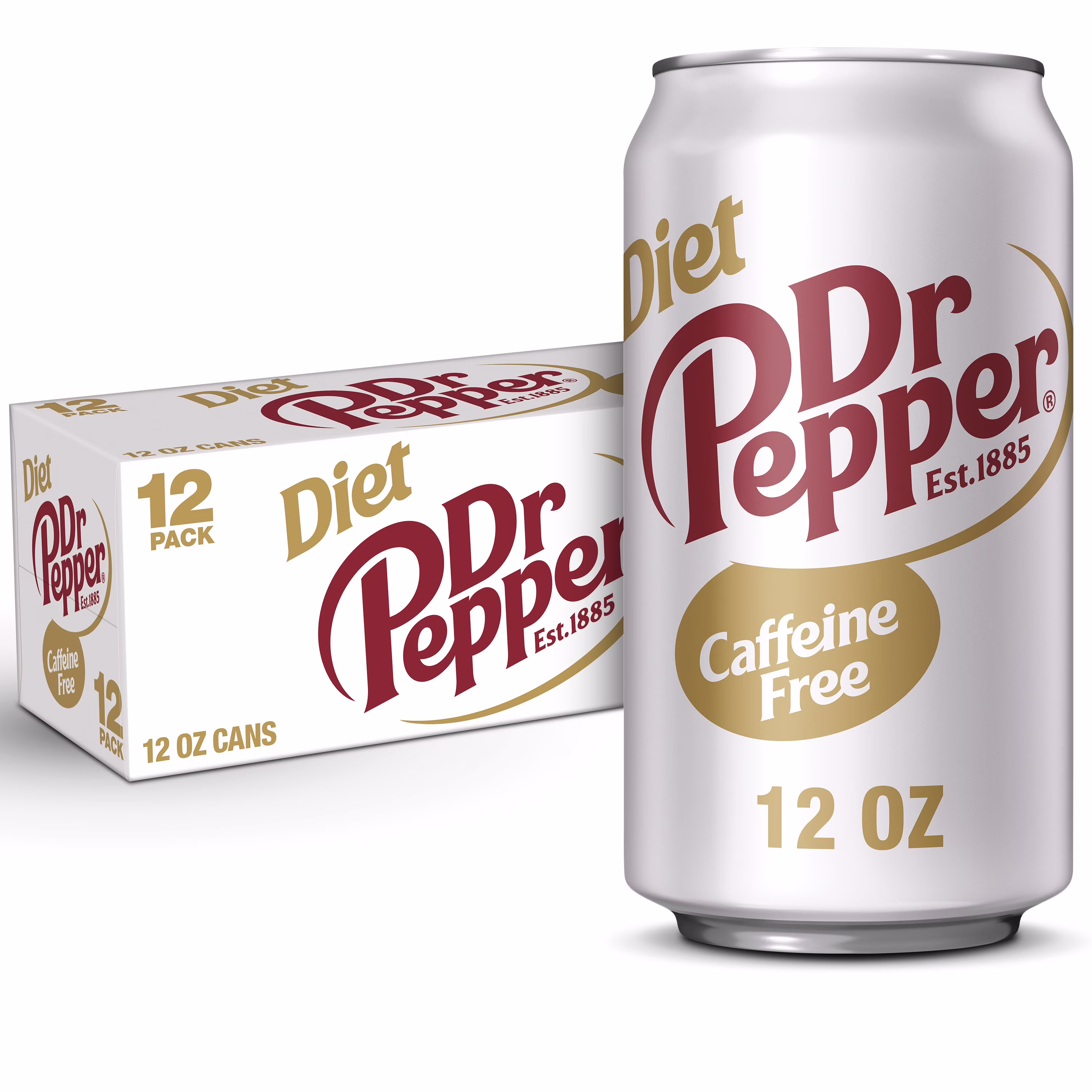 Diet Dr Pepper Caffeine Free Soda Pop, 12 fl oz, 12 Pack Cans