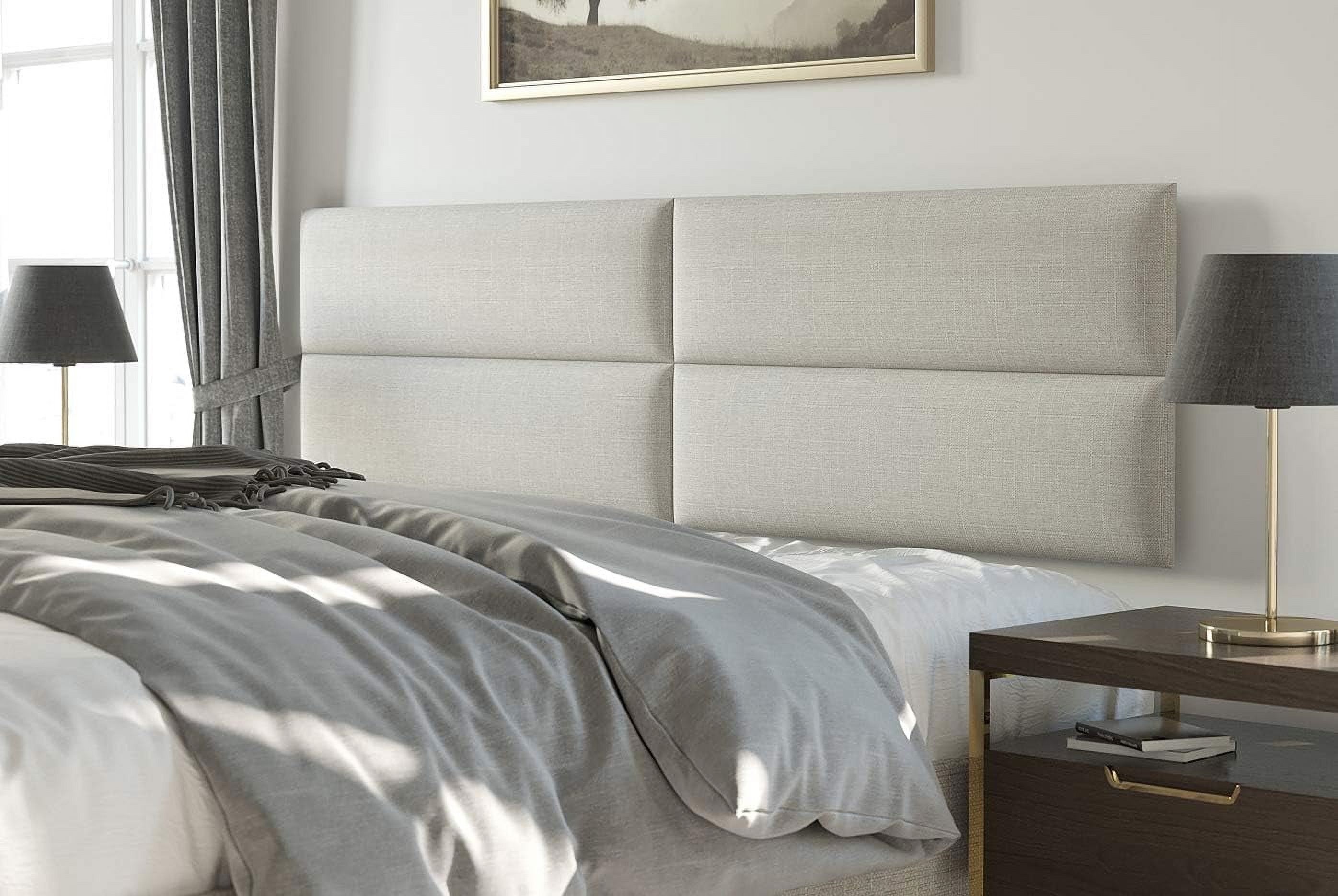 Upholstered Headboards - Accent Wall Panels - Weave Moondust Grey - /King - Set Of 4 Panels (Each Individual Panel 30