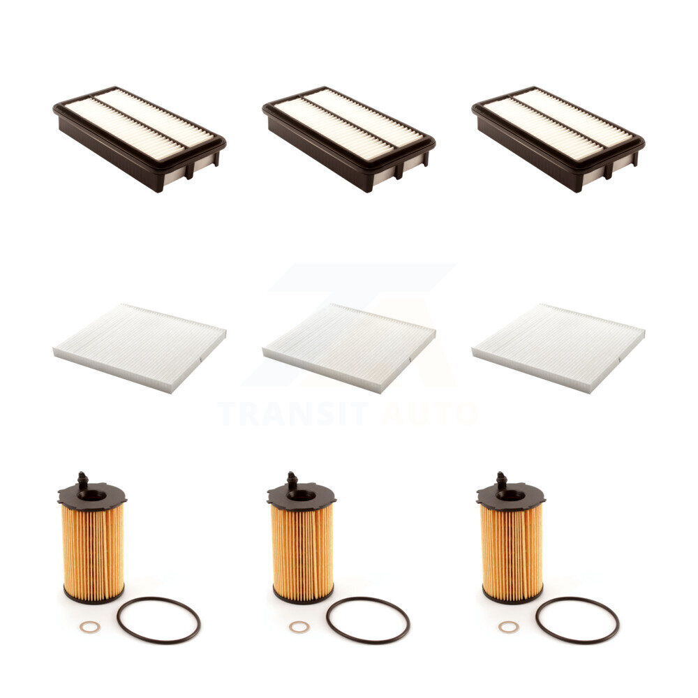 PUR 3x Air + 3x Cabin + 3x Engine Cartridge Oil Filter (9 Total) Kit for Car Kia Sedona KFM-101868