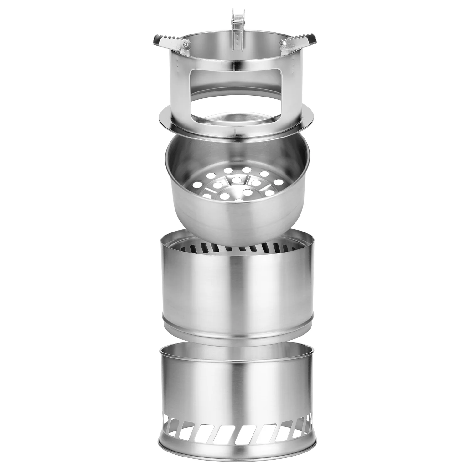 Lixada Portable Stainless Steel Cooking Stove Deconstructable Wood Furnace for Camping Picnic Windproof Barbecue Bump Camping Furnace