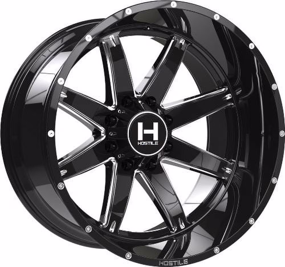 20x10 Hostile H109 Alpha Blade Cut (Blk Milled) Wheel 8x170 (-19mm)