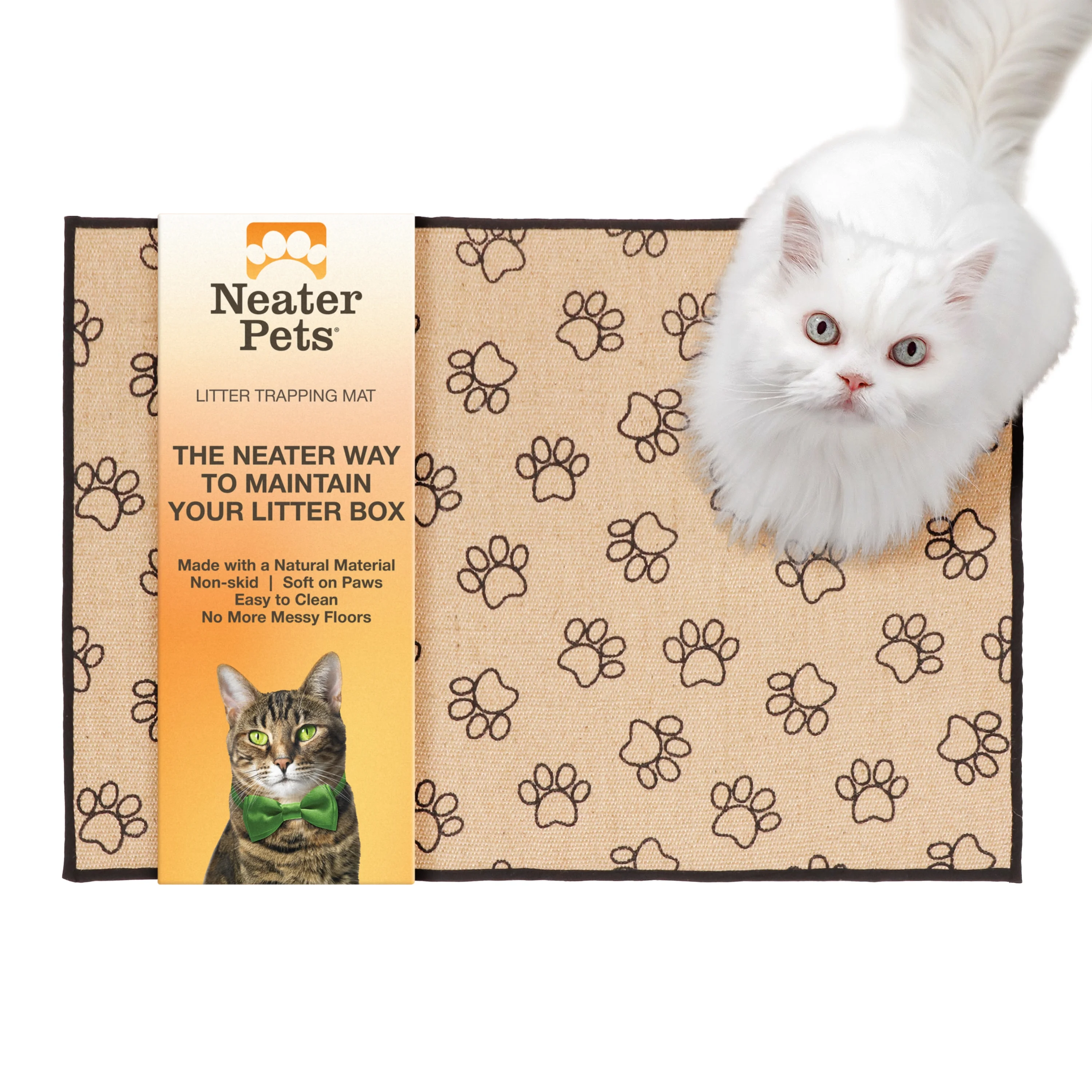 Neater Pets Jute Litter Trapping Mat, Paw Print, 24