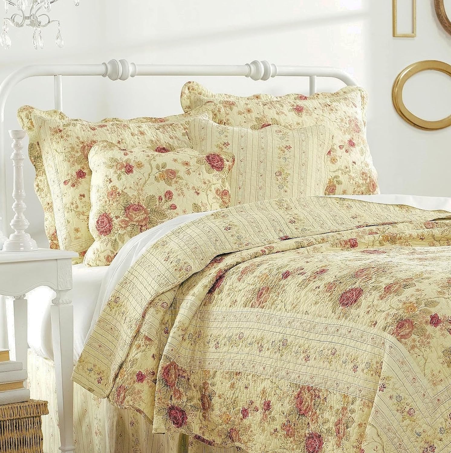 Chic Shabby Romantic Rose Bedding Quilt Set Queen