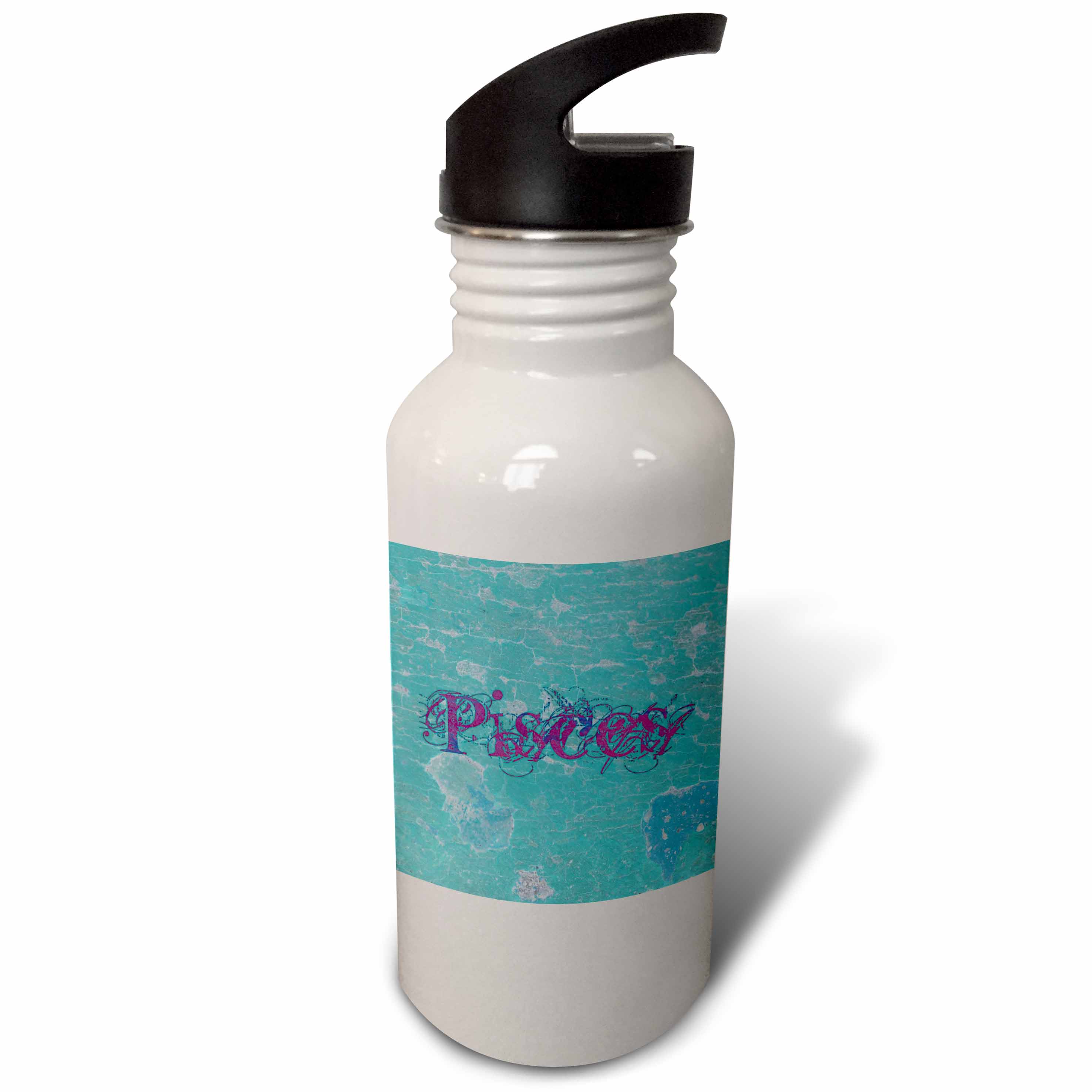 3dRose Turquoise Pisces Abstract, Sports Water Bottle, 21oz