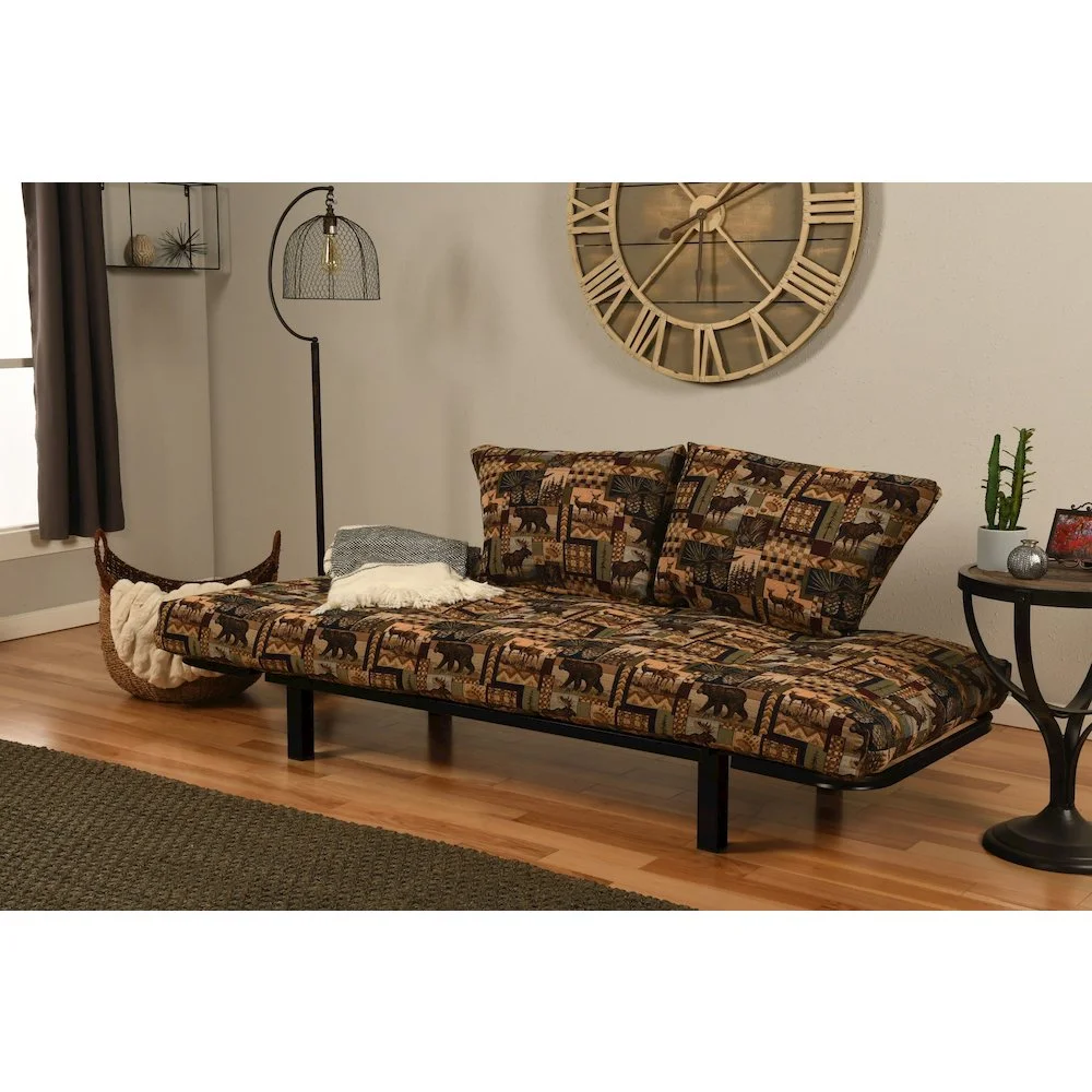 Kodiak KFSPBKPCAB2MSET2 Spacely Black Metal Futon Frame Peters Cabin