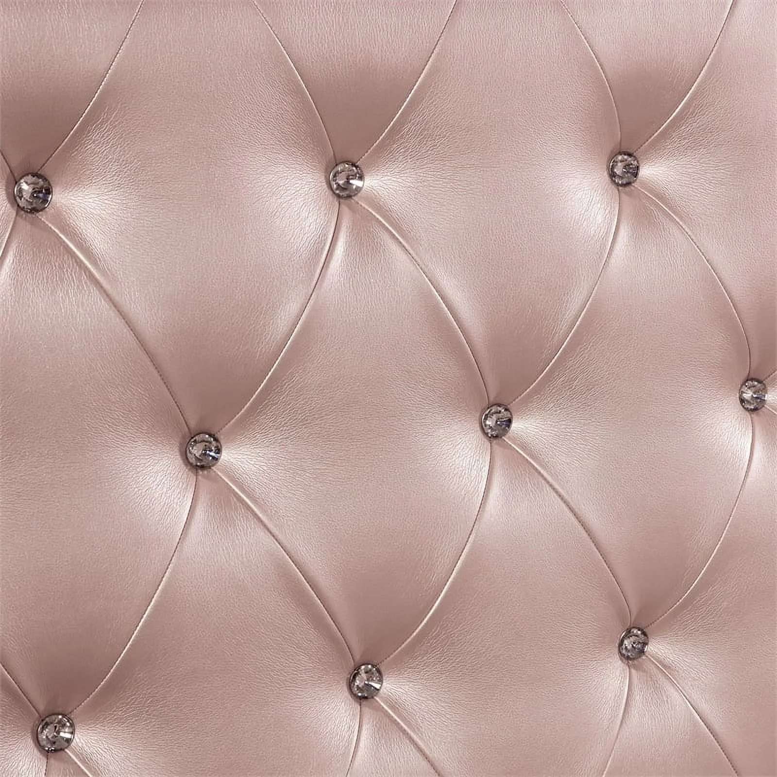 Furniture of America Appell Solid Wood Tufted Queen Panel Bed in Rose Gold