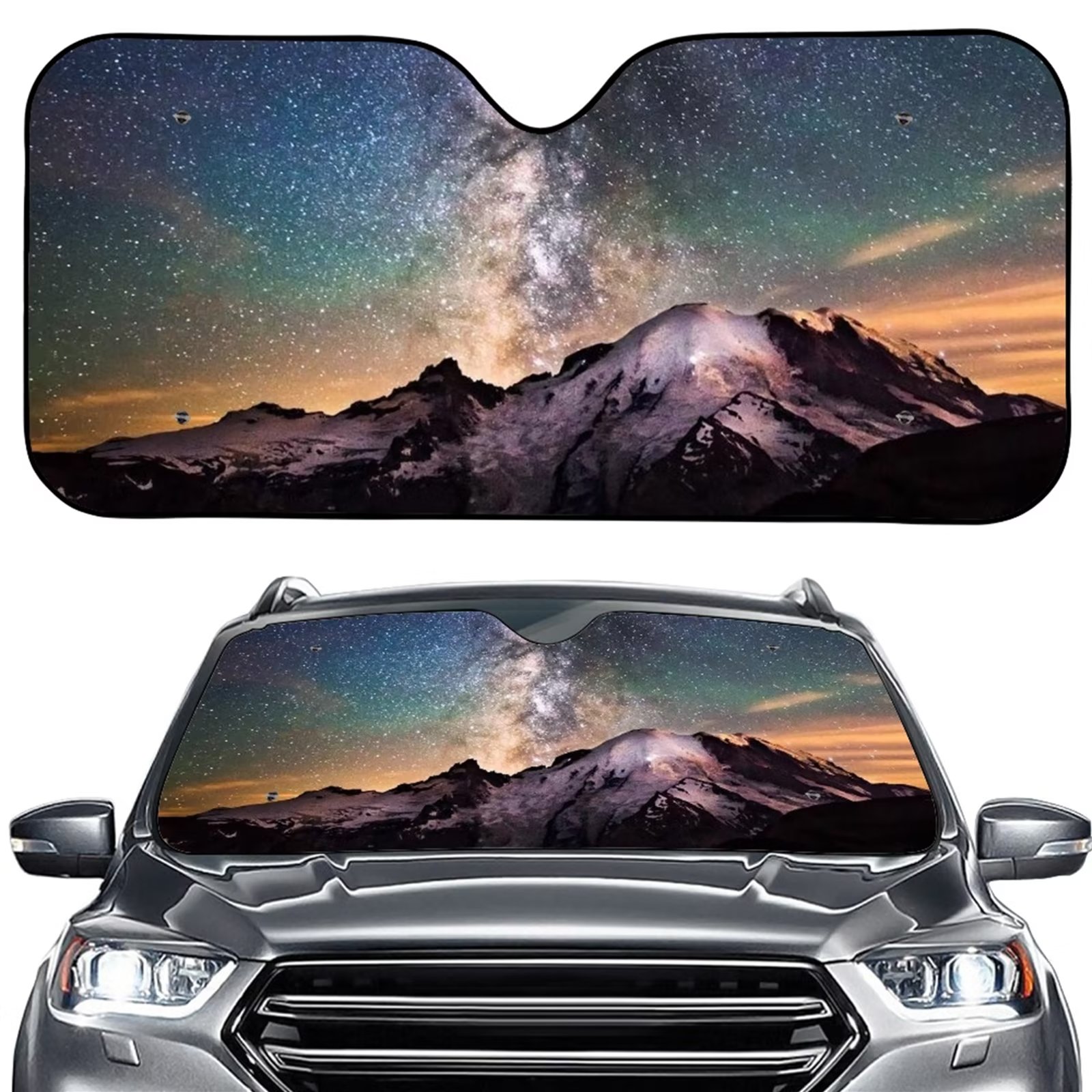 Renewold Mountain Peaks Starry Sky Car Sun Shade Windshield Anti-Dirty Car Shade Front Windshield for SUV Truck Van Vehicle Auto Car Accessories Keep Your Vehicle Cool Sunlight Visor Protector