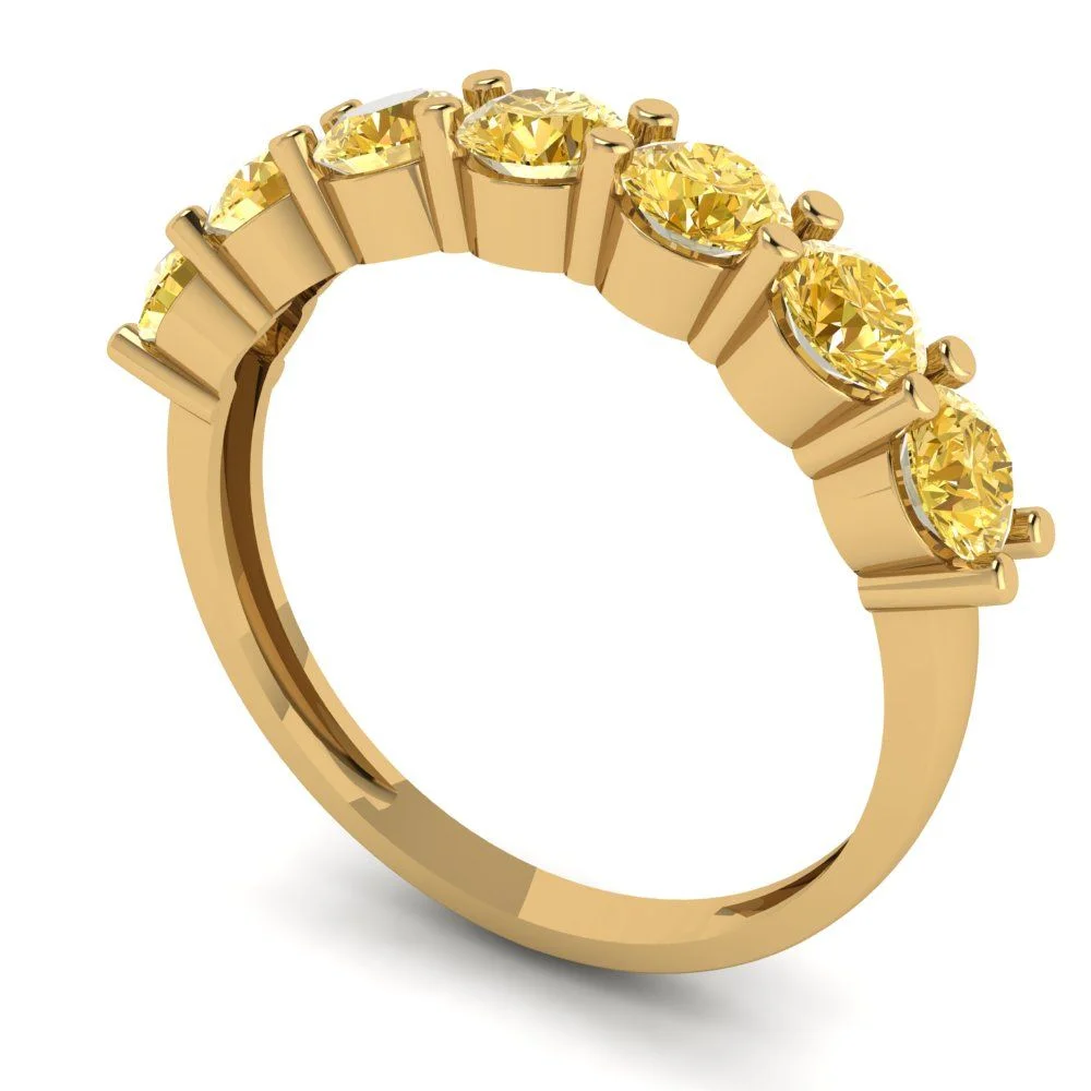 1.05 ct Brilliant Round Cut Natural Citrine 14k Yellow Gold Stackable Band SZ 6.75