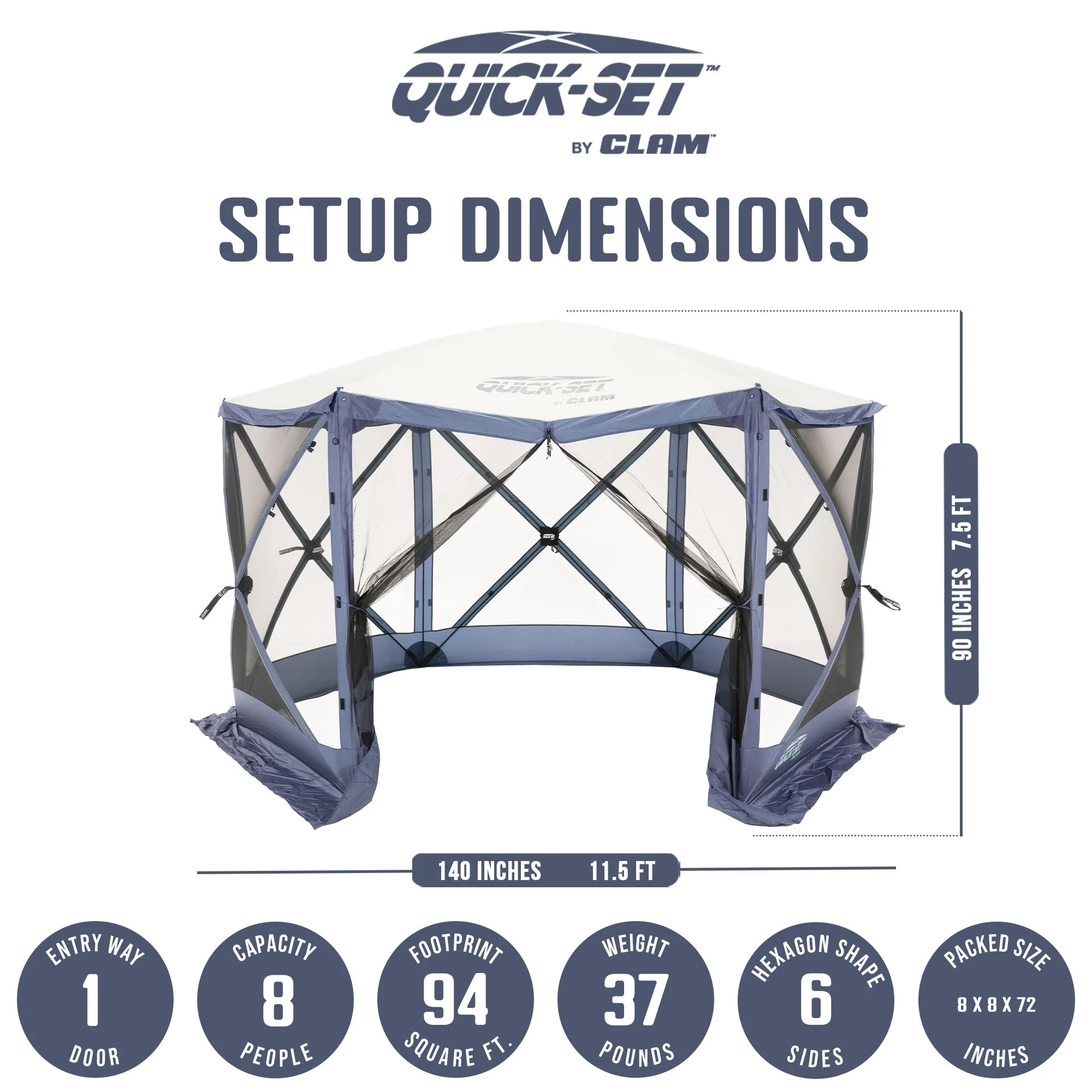 CLAM Quick Set Escape Canopy, Blue + Clam Quick Set Screen Hub (2 Pack)