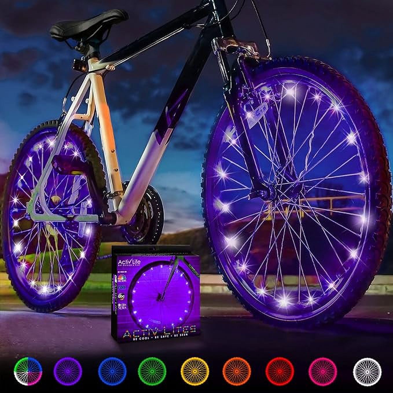 Activ Life 2-Tire Pack LED Bike Wheel Lights with Batteries Included! Get 100% Brighter and Visible from All Angles for Ultimate Safety and Style