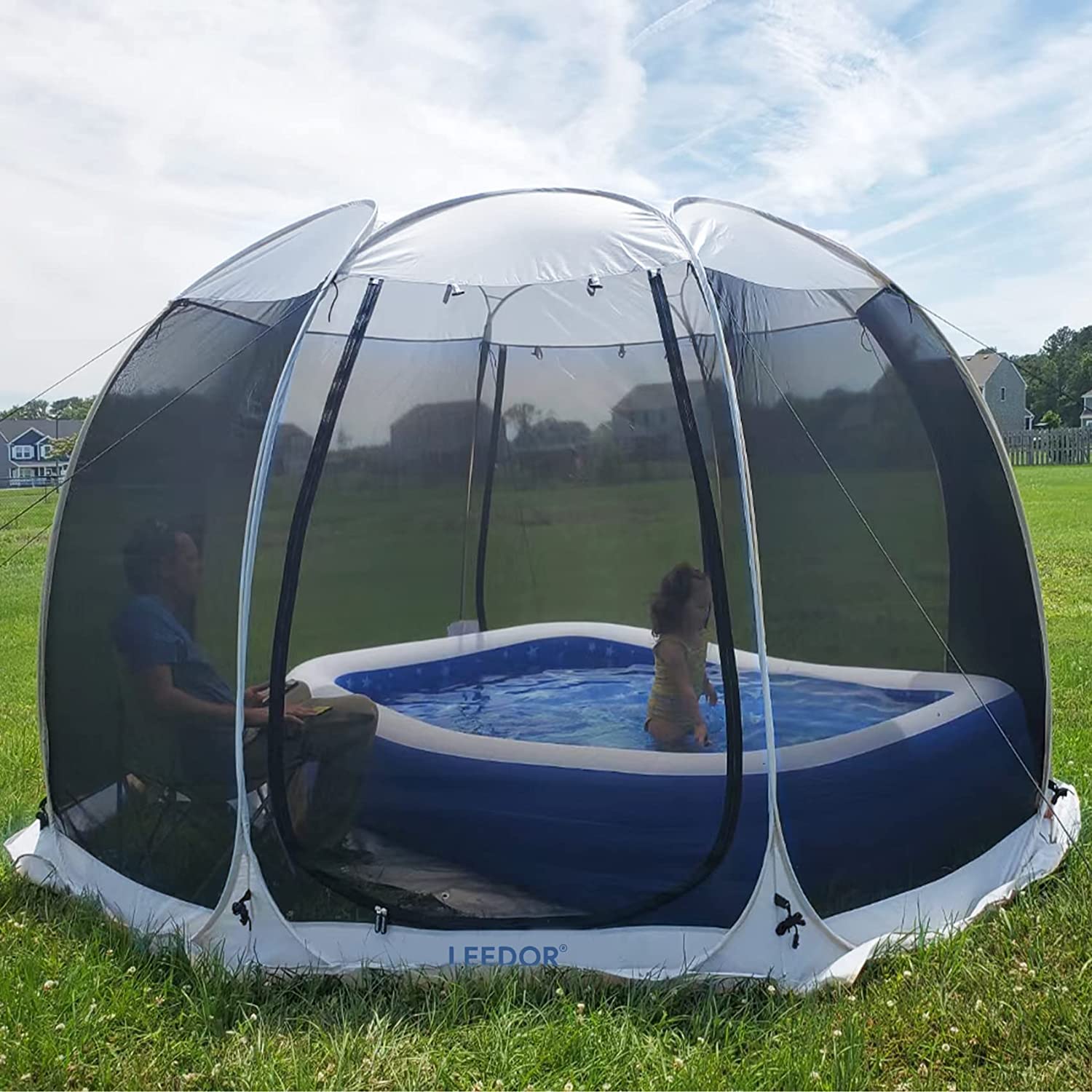 Leedor Mosquito Net Camping Tent Screen House Pop Up Gazebo 10'X 10' Gray