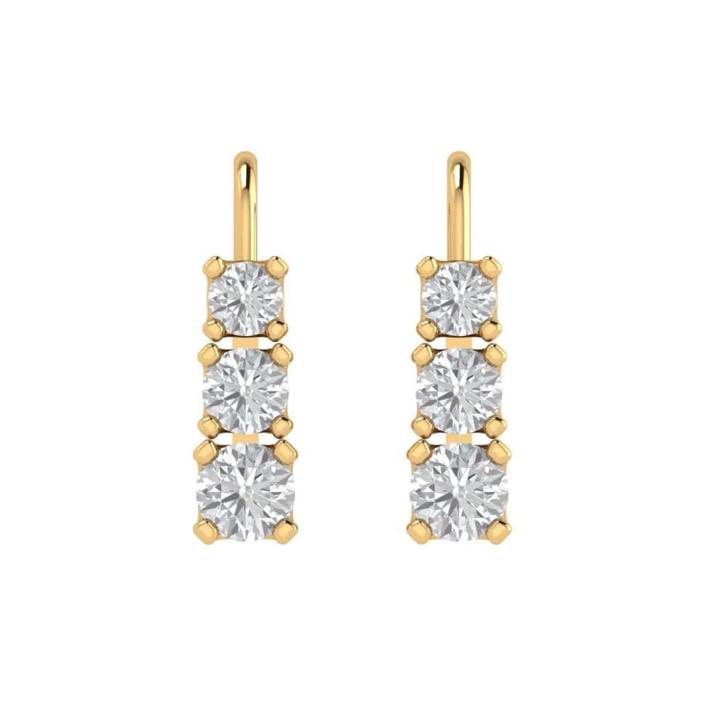 1.06 ct Brilliant Round Cut Drop Dangle Synthetic Moissanite 18K Yellow Gold Earrings Lever Back