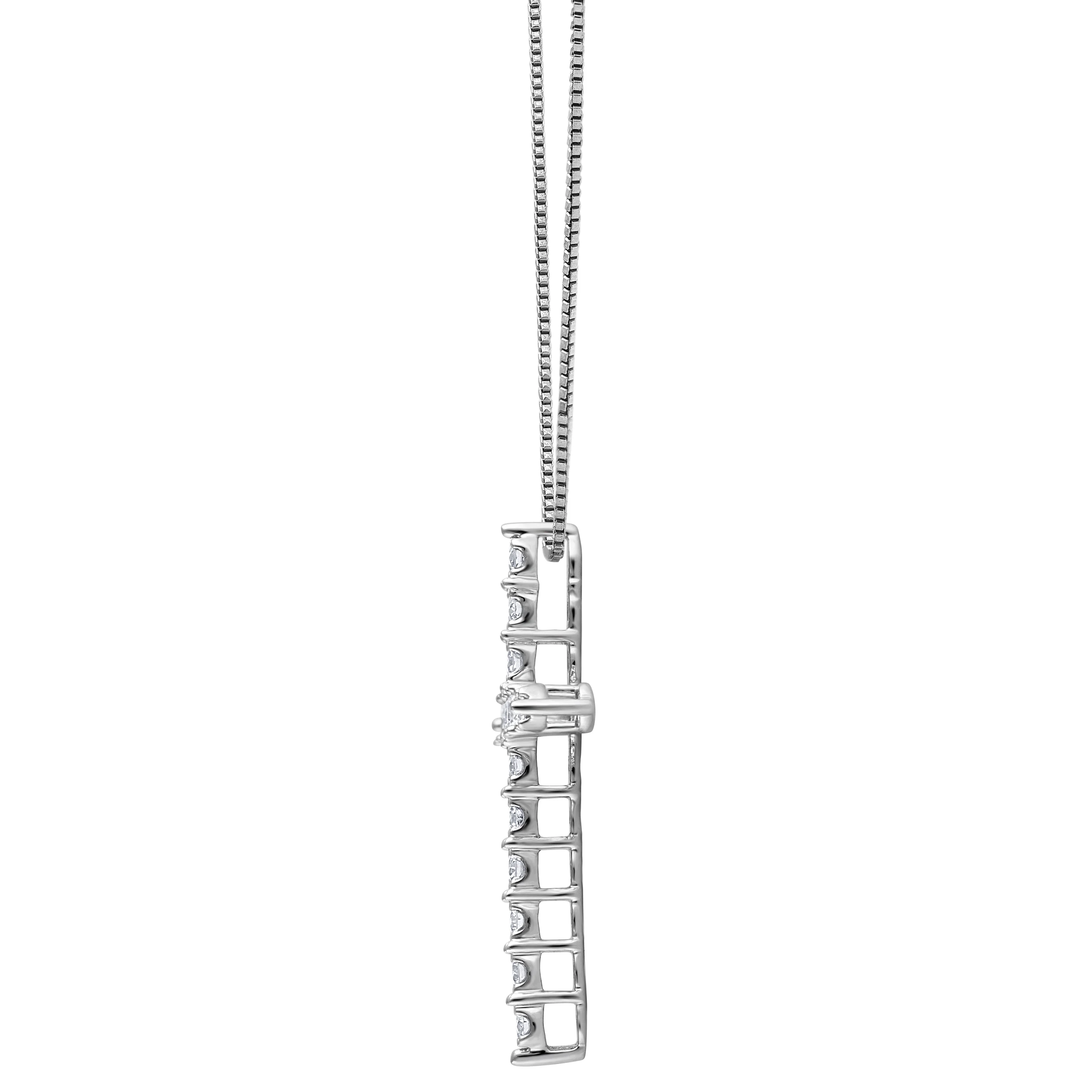 Unique Moments 1/2 Carat Round Lab Grown Diamond Cross Pendant Necklace in Sterling Silver (J-SI-I1)