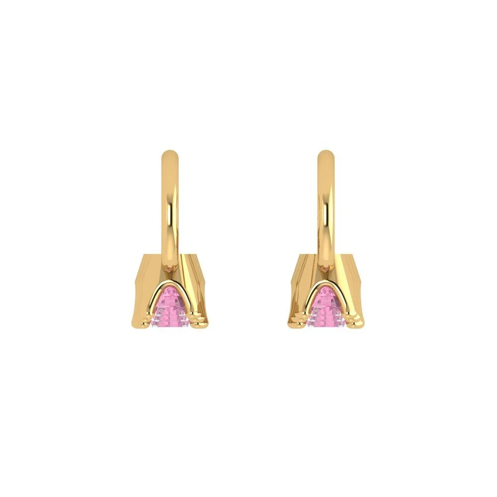 1.06 ct Brilliant Round Cut Drop Dangle Simulated Pink Diamond 18K Yellow Gold Earrings Lever Back