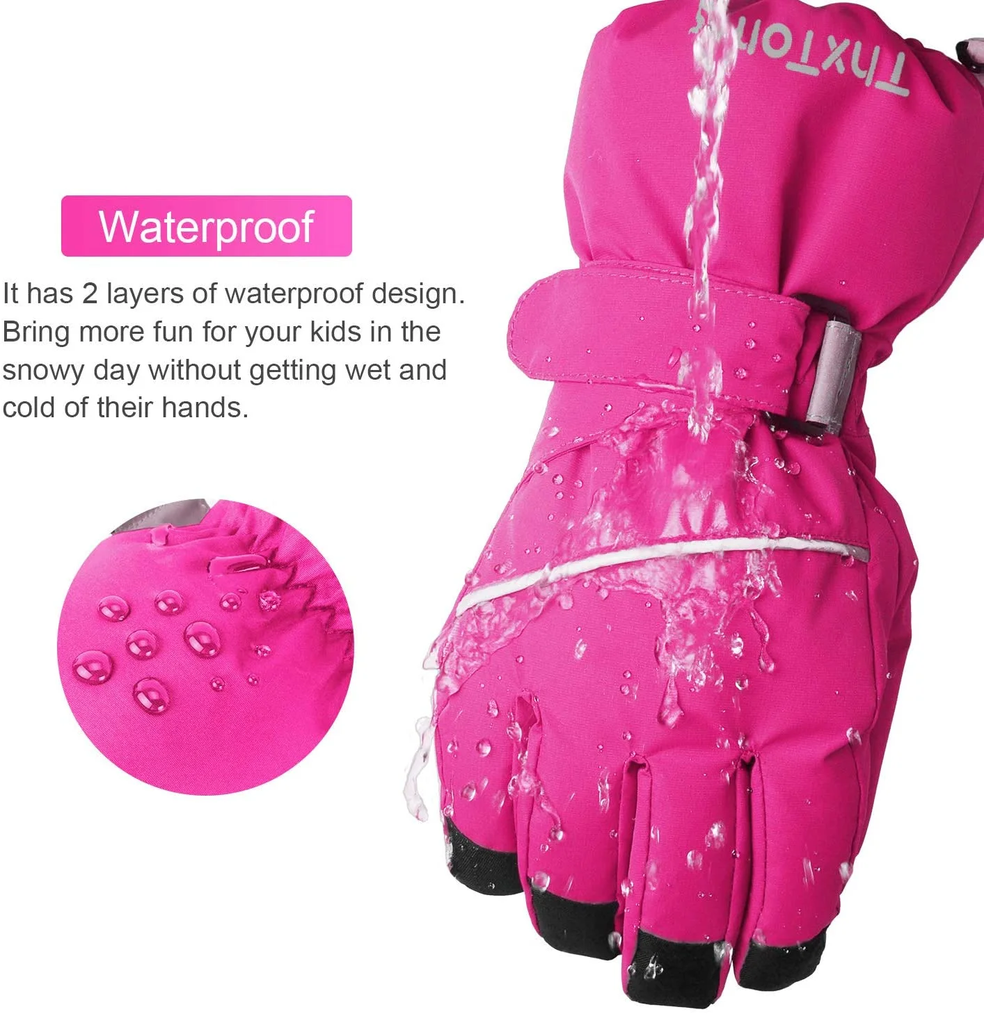 ThxToms Kids Warm Gloves Winter Waterproof Snow Gloves for Ourdoor Sports, Toddler Bulky Ski Gloves for Boys Girls