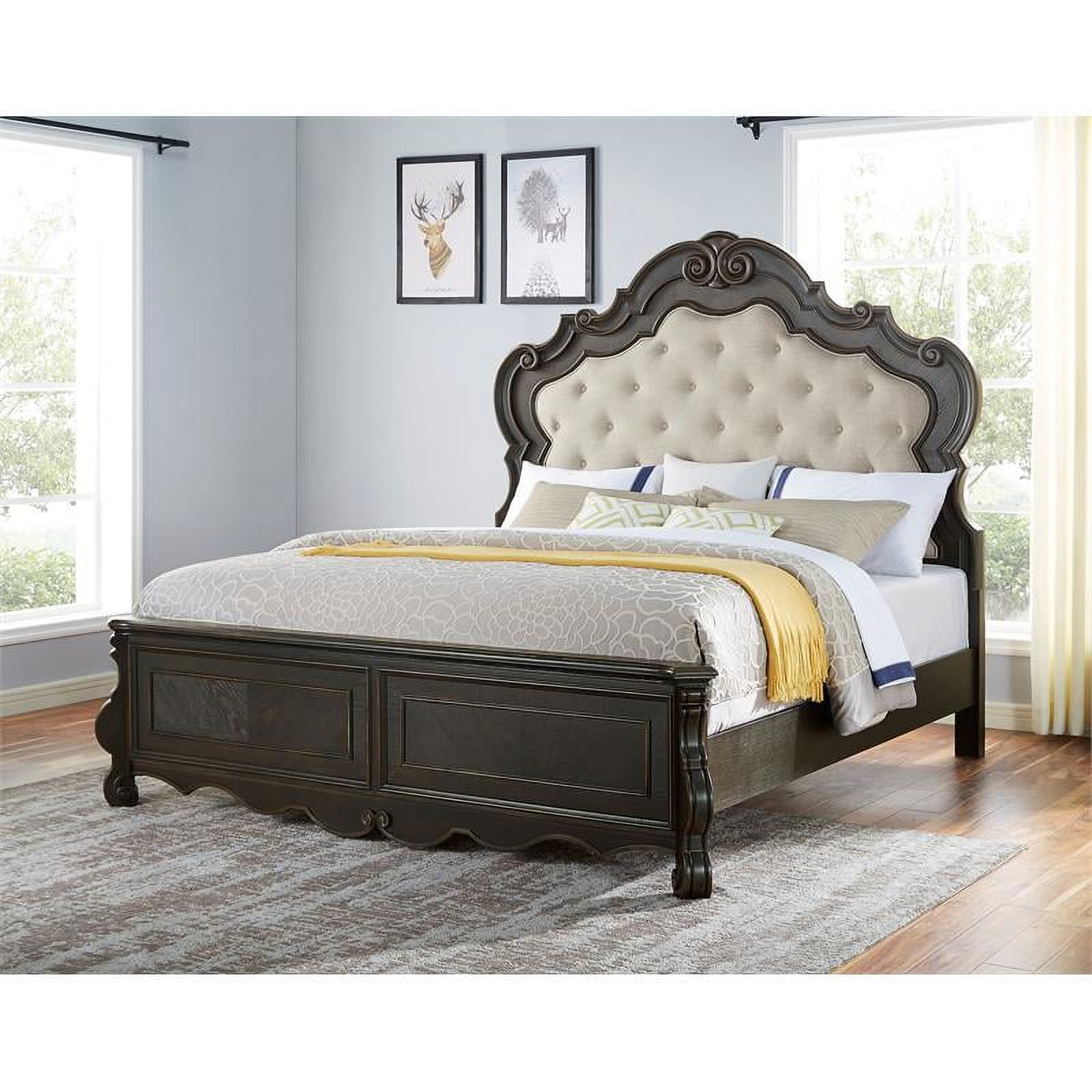 Bowery Hill Traditional Multi-step Molasses King Wood Panel Bed