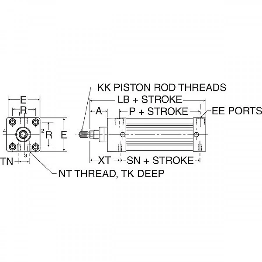 SPEEDAIRE 5VKX7 Air Cylinder, 1 1/2 in Bore, 4 1/2 in Stroke, NFPA Double Acting