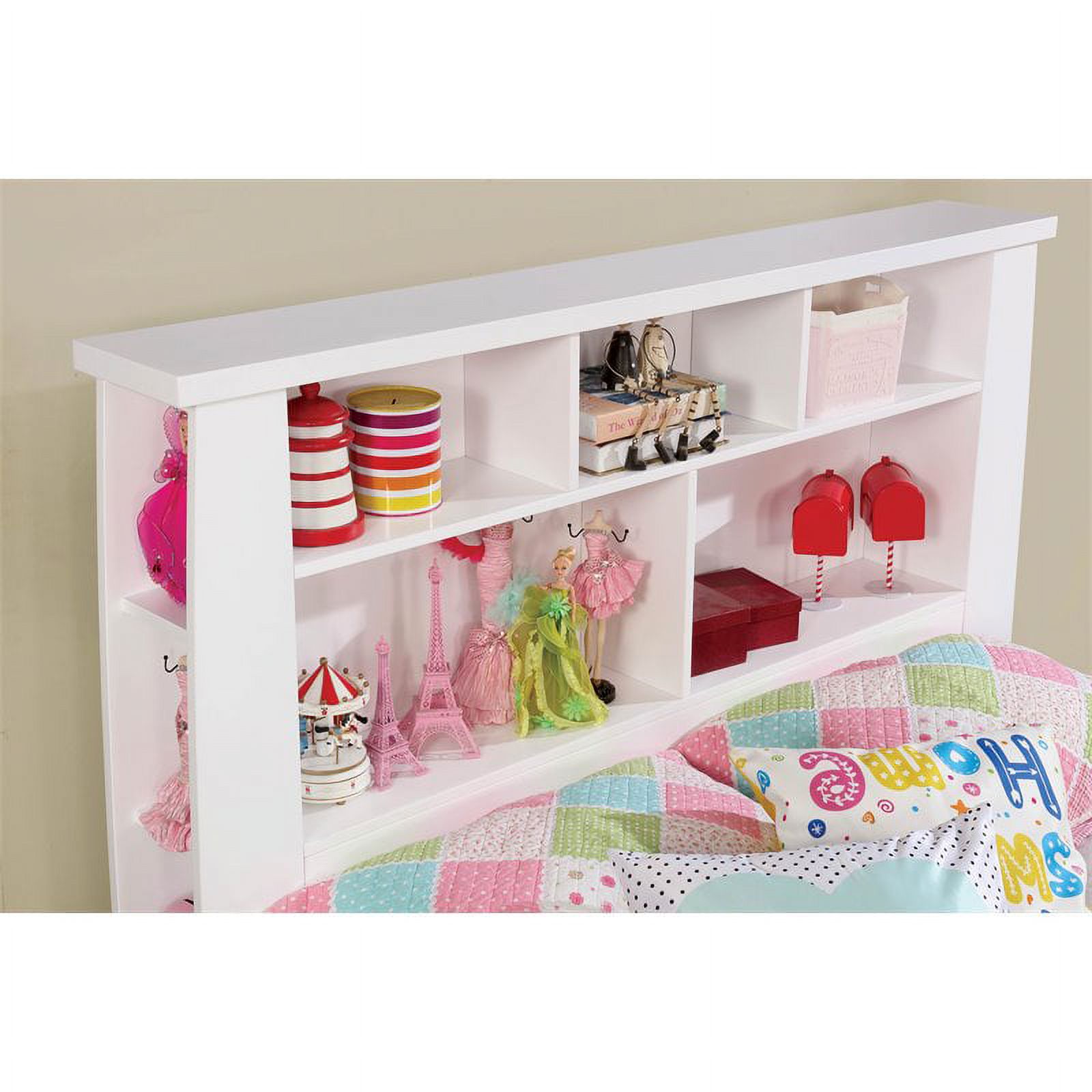 Furniture of America Devon Transitional Wood Full Bookcase Platform Bed in White