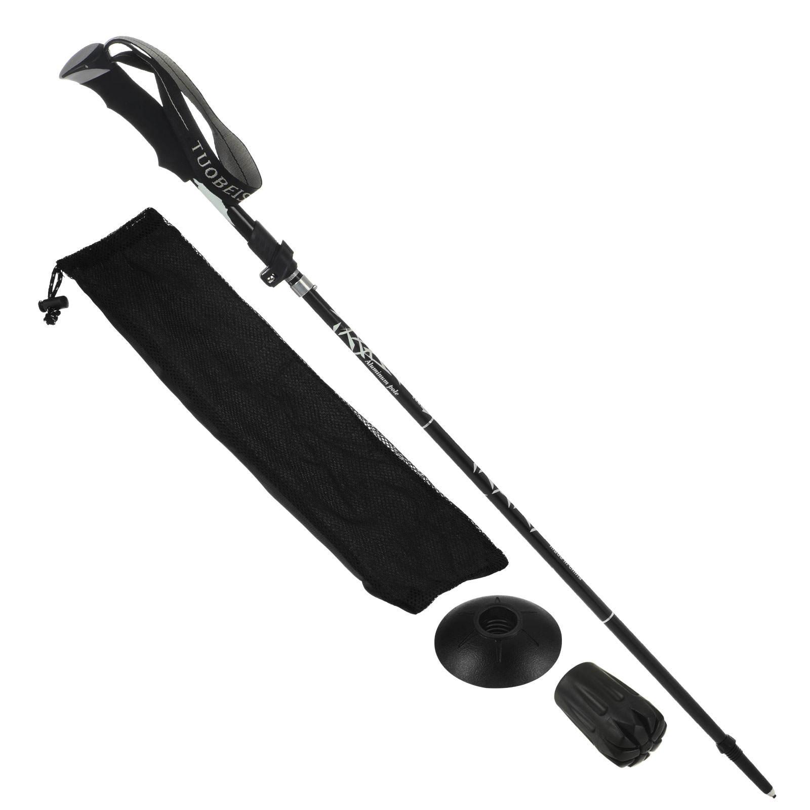 Uxcell Trekking Poles, Collapsible Hiking Pole 43 Inch Aluminum Alloy, Black
