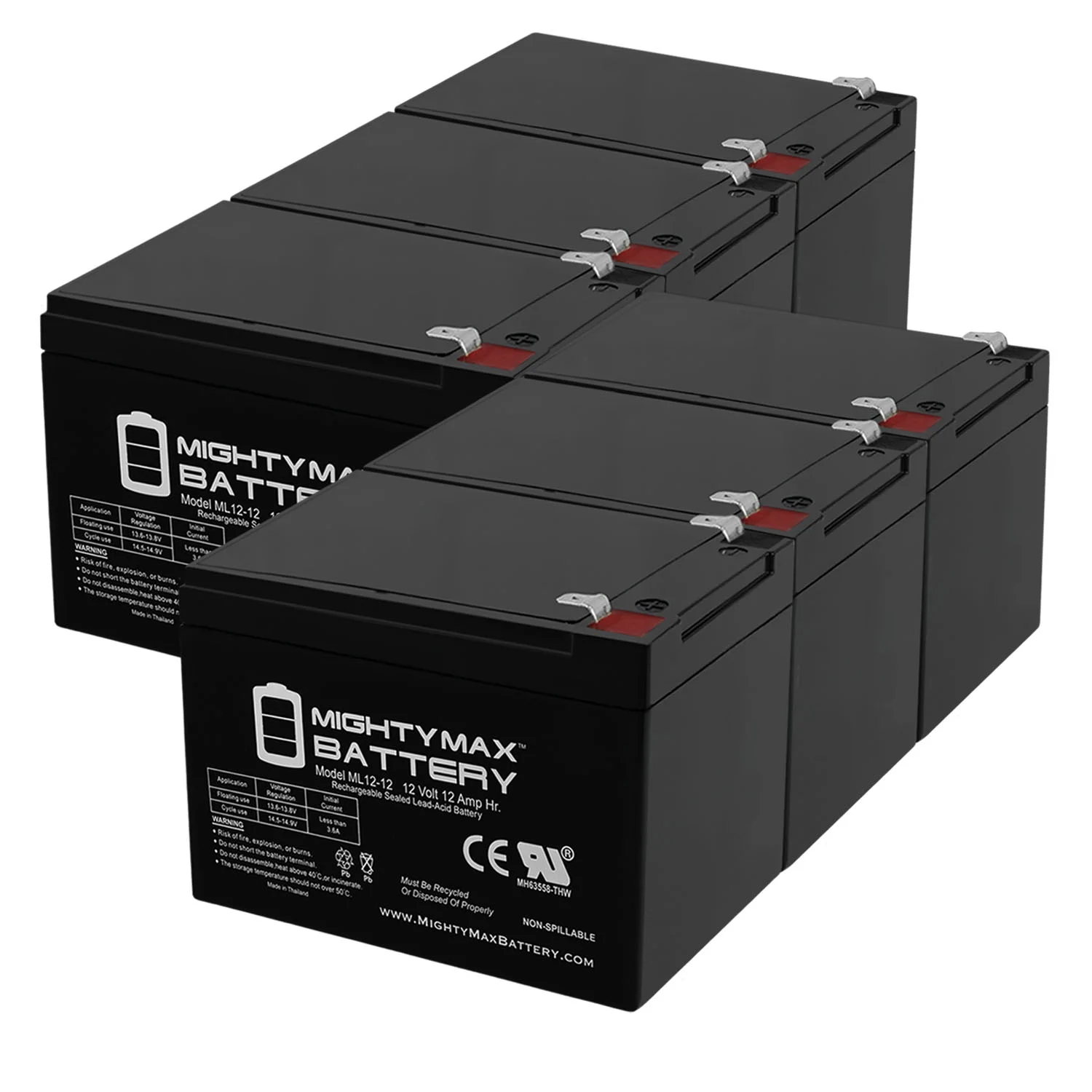 12V 12AH F2 Battery for Phoenix II E-Bike - 6 Pack