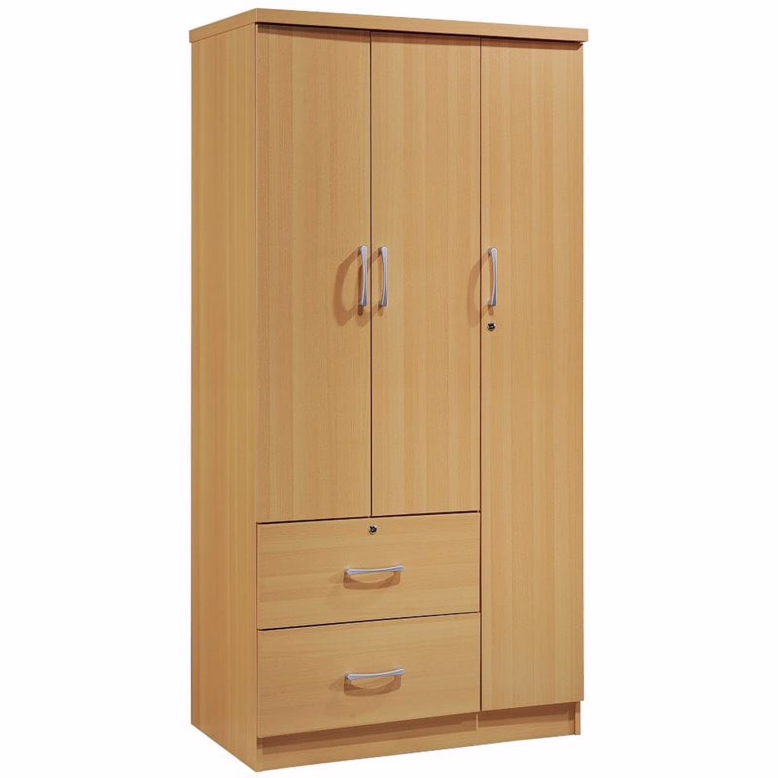 Allora 3 Door Armoire with 2 Drawers 3 Shelves in Beech