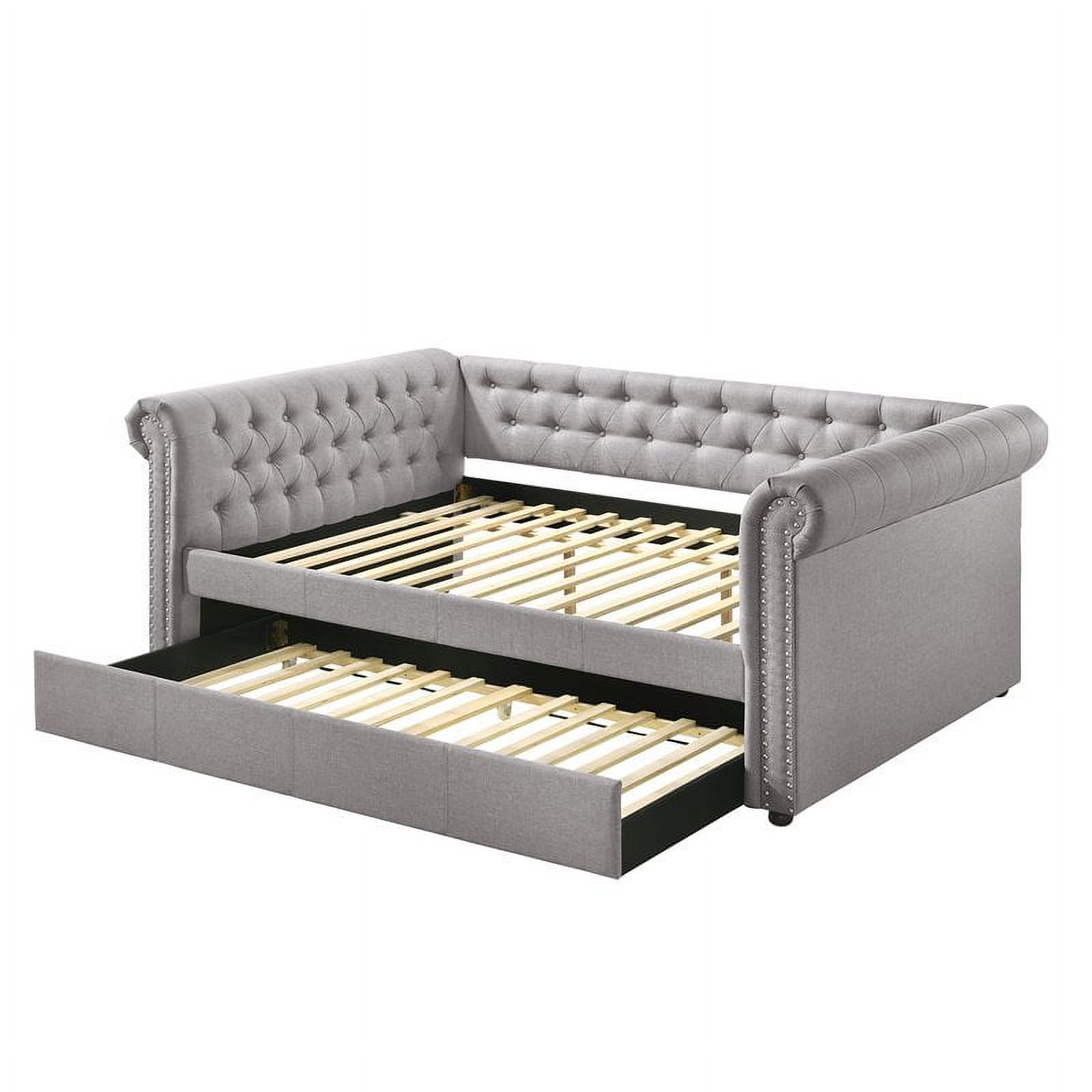 Bowery Hill Full Daybed and Twin Trundle in Smoke Gray Fabric