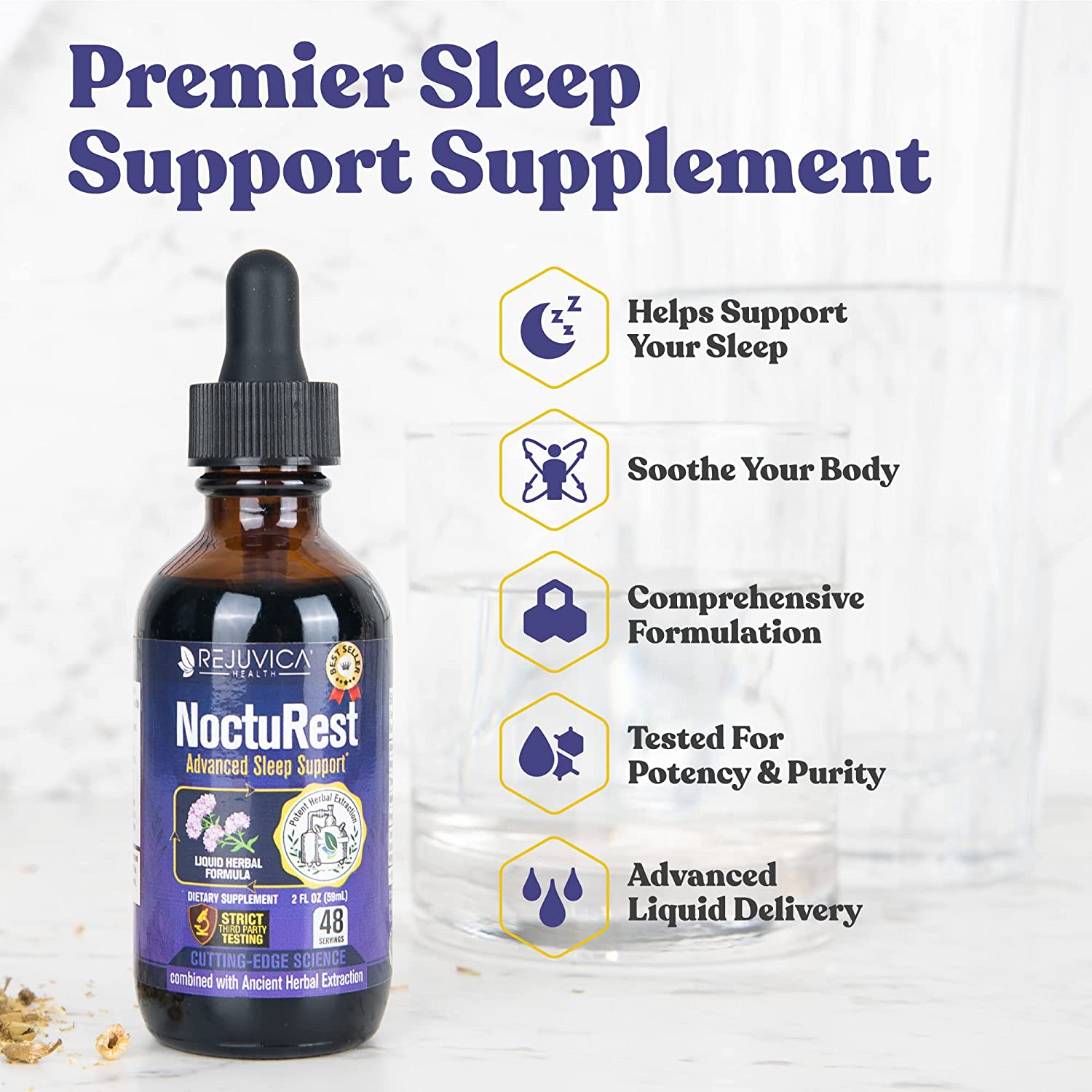 NoctuRest - Fast, Advanced Sleep Supplement | All-Natural Liquid Formula for 2X Absorption | Melatonin, Magnesium, Chamomile & More | 3-pack Value